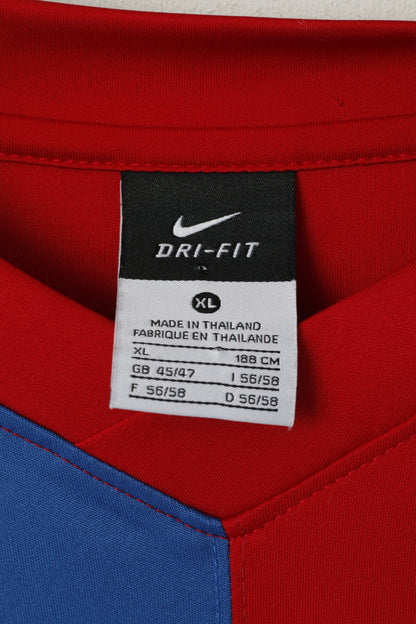 Nike Homme XL Chemise Rouge Bleu Vintage Dri-Fit Sportswear Football Haut à manches longues