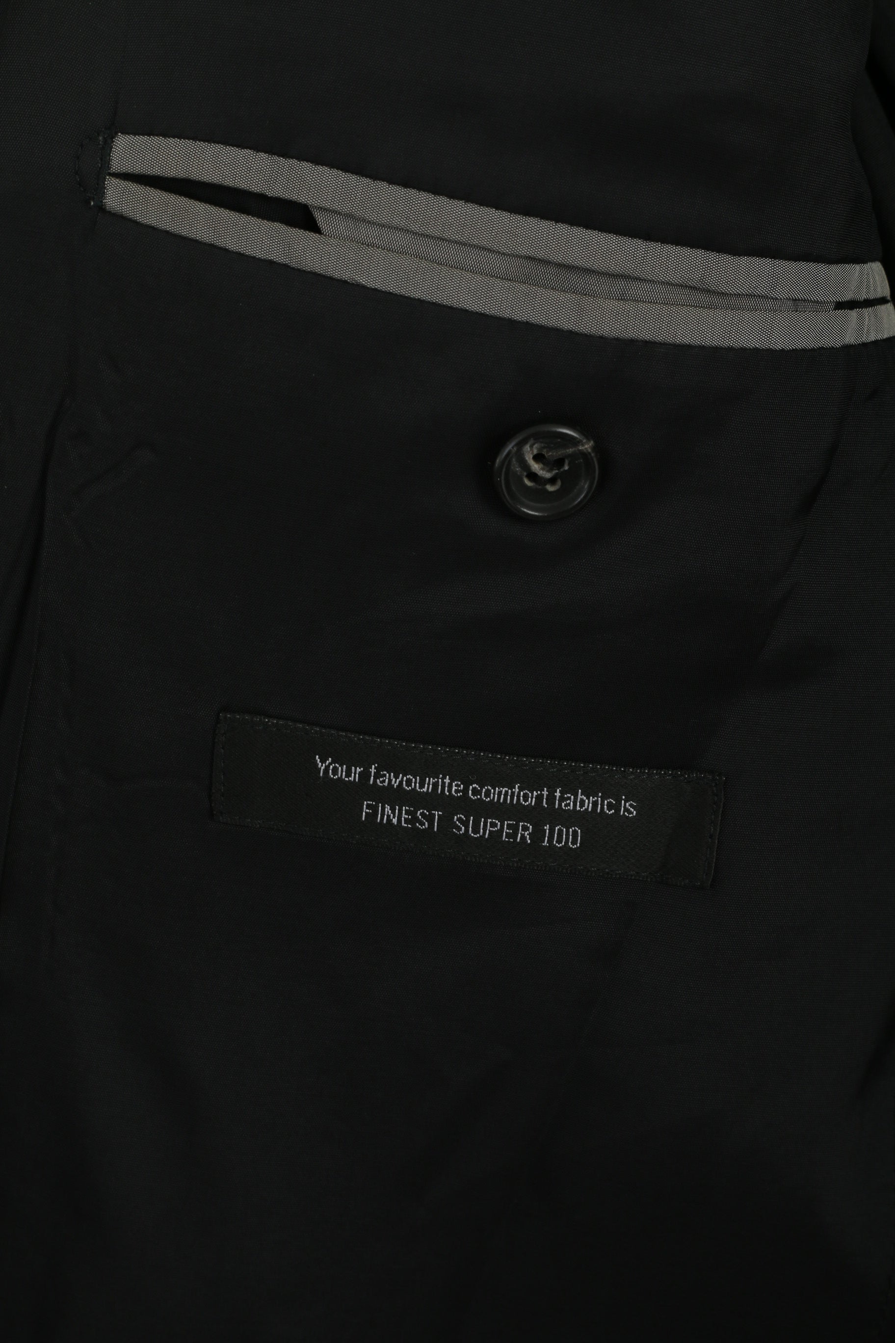 Strellson Premium Line Men M Blazer Grey Striped Finest Super 100 Single Breasted Jacket