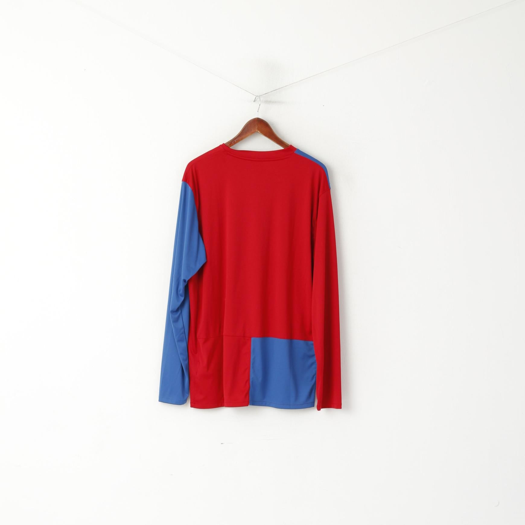 Nike Men XL Shirt Red Blue Vintage Dri-Fit Sportswear Football Long Sleeve Top