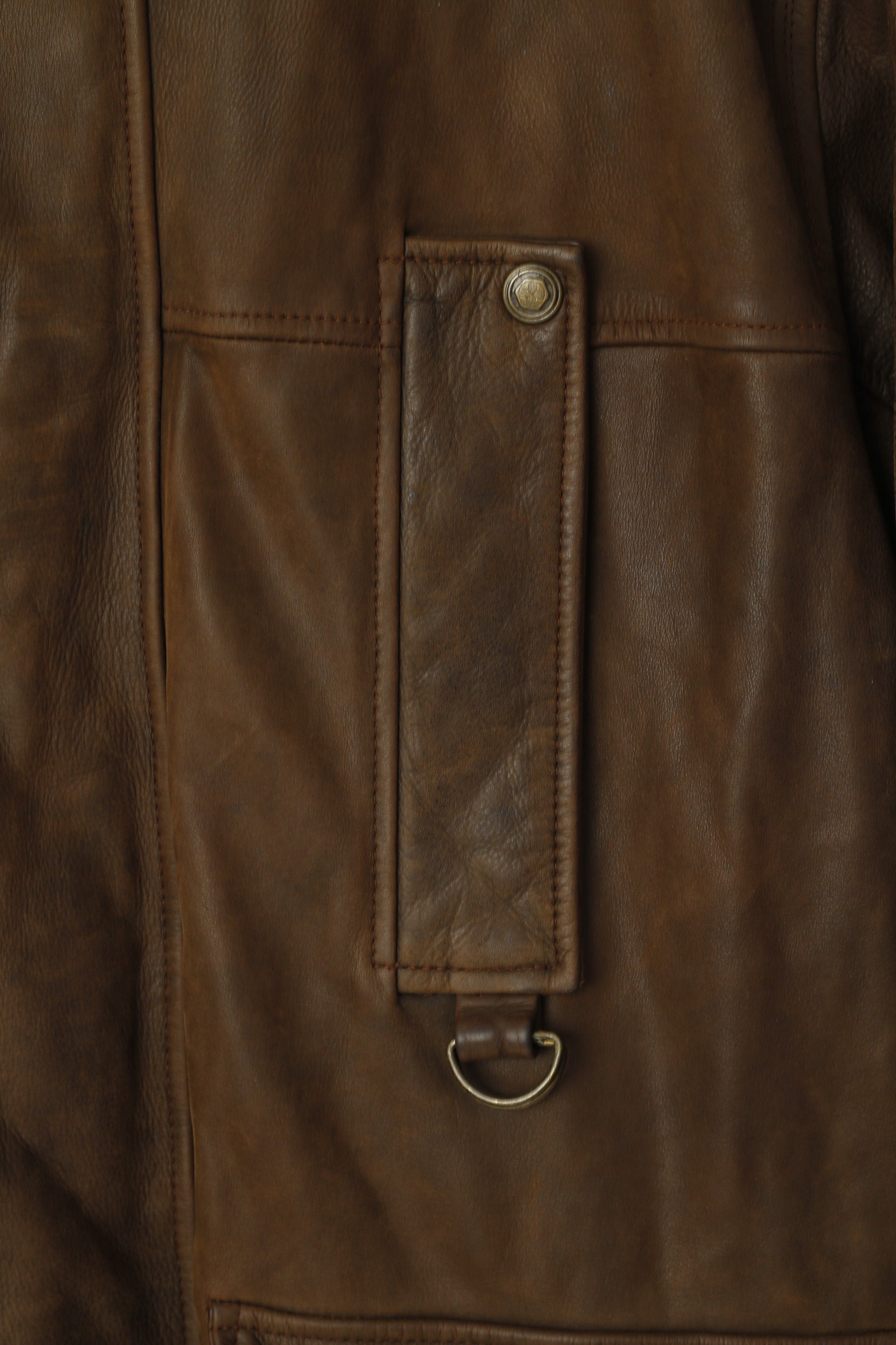 Hide Park Giacca da uomo L in pelle marrone con cerniera intera tasche a scatto Top classico