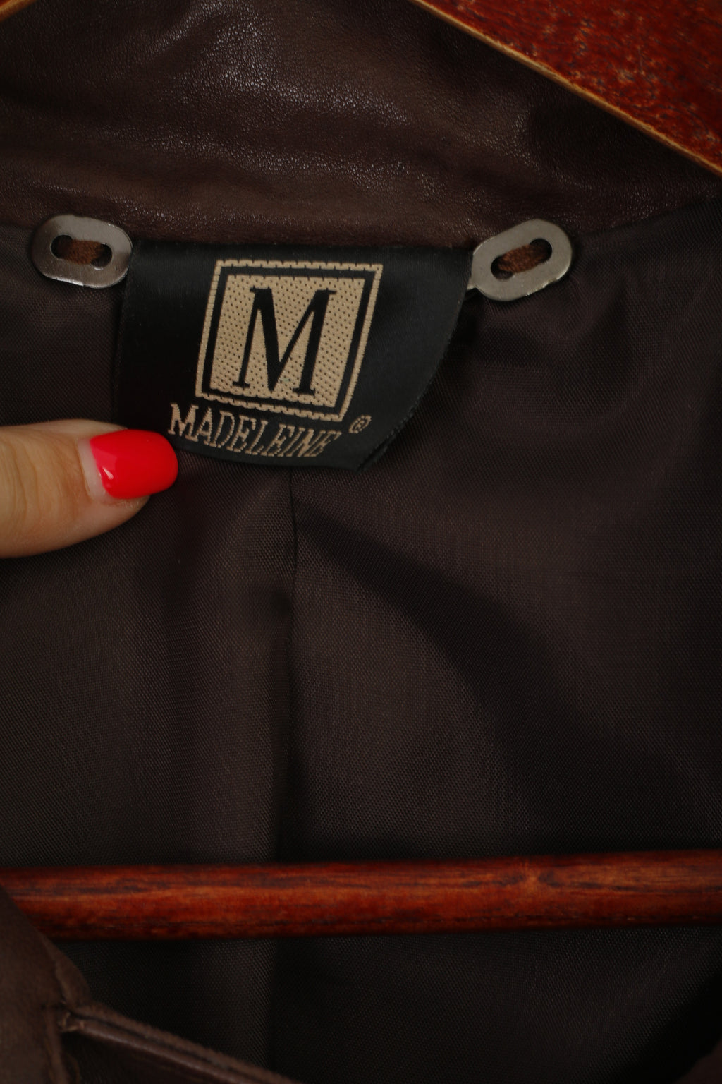 Madeleine Women 10 36 S Veste en cuir marron avec fermeture éclair complète et doublure classique