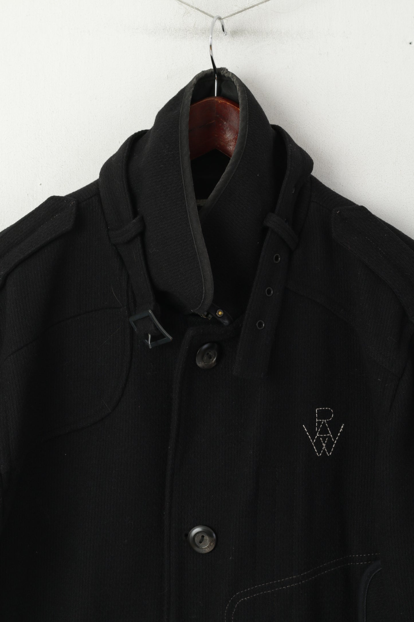 Cappotto G-Star Raw da uomo XL (L) Trench in garber con bottoni casual in nylon di lana nera