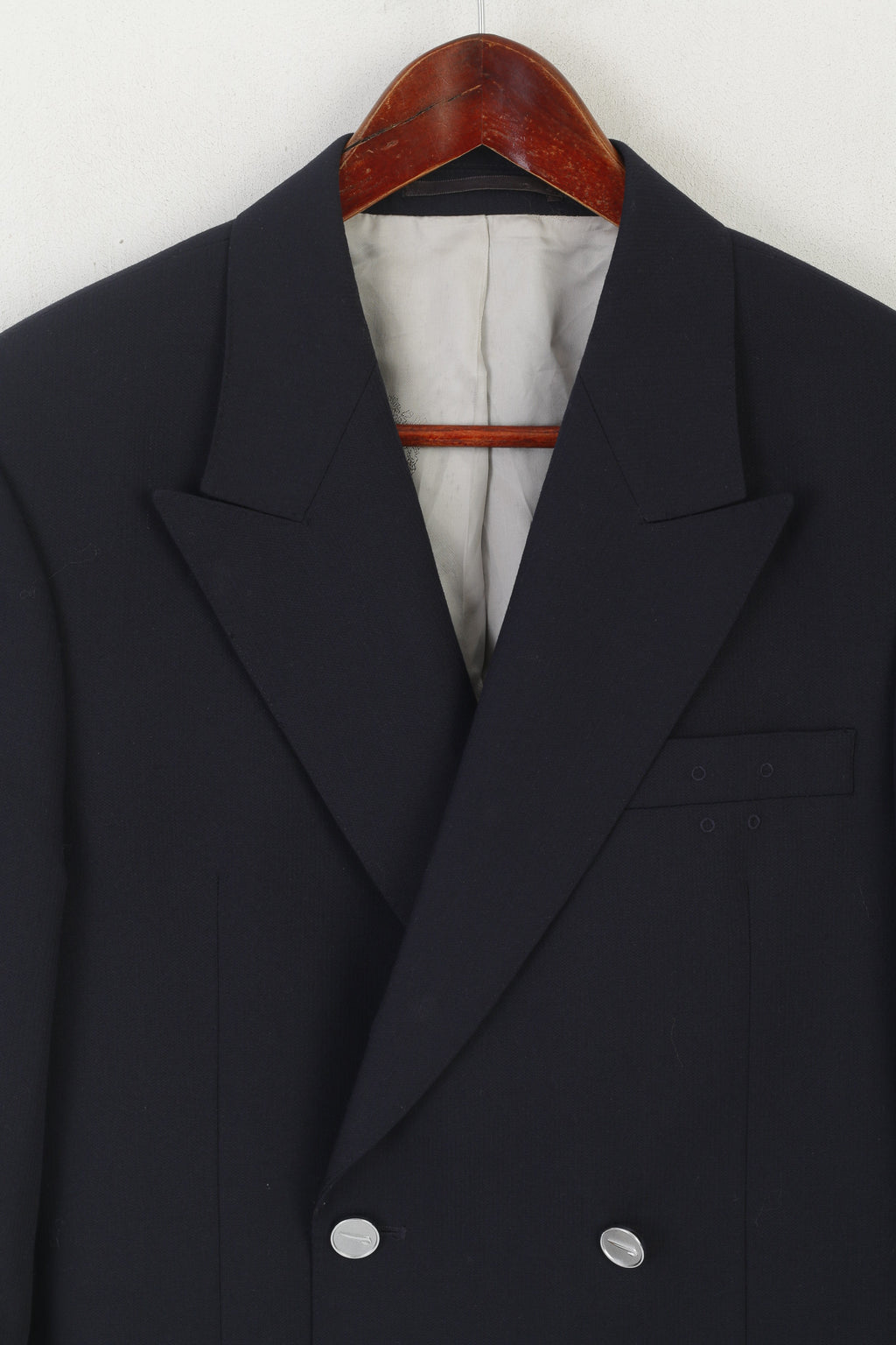 Julien Macdonald Men 34 Short Blazer Navy Wool Marine Double Breasted Jacket