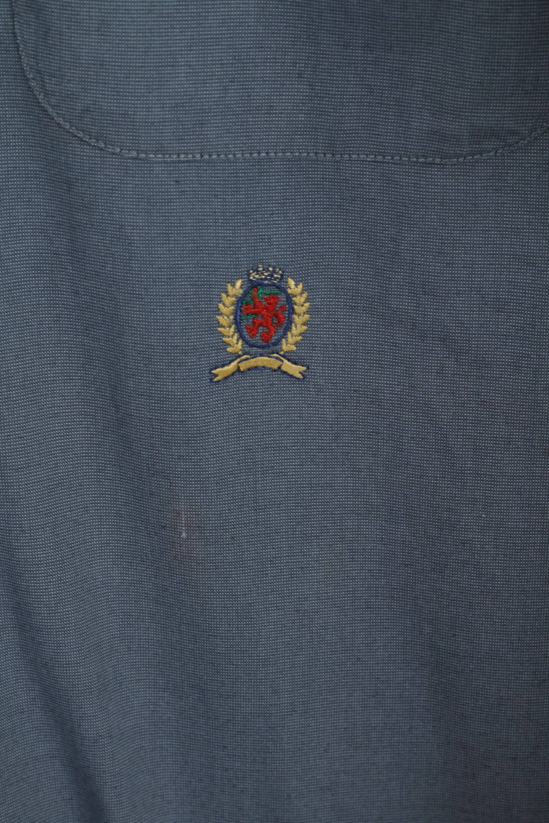 Tommy Hilfiger Men L Casual Shirt Blue 80's 2 ply Cotton Long Sleeve Classic Top