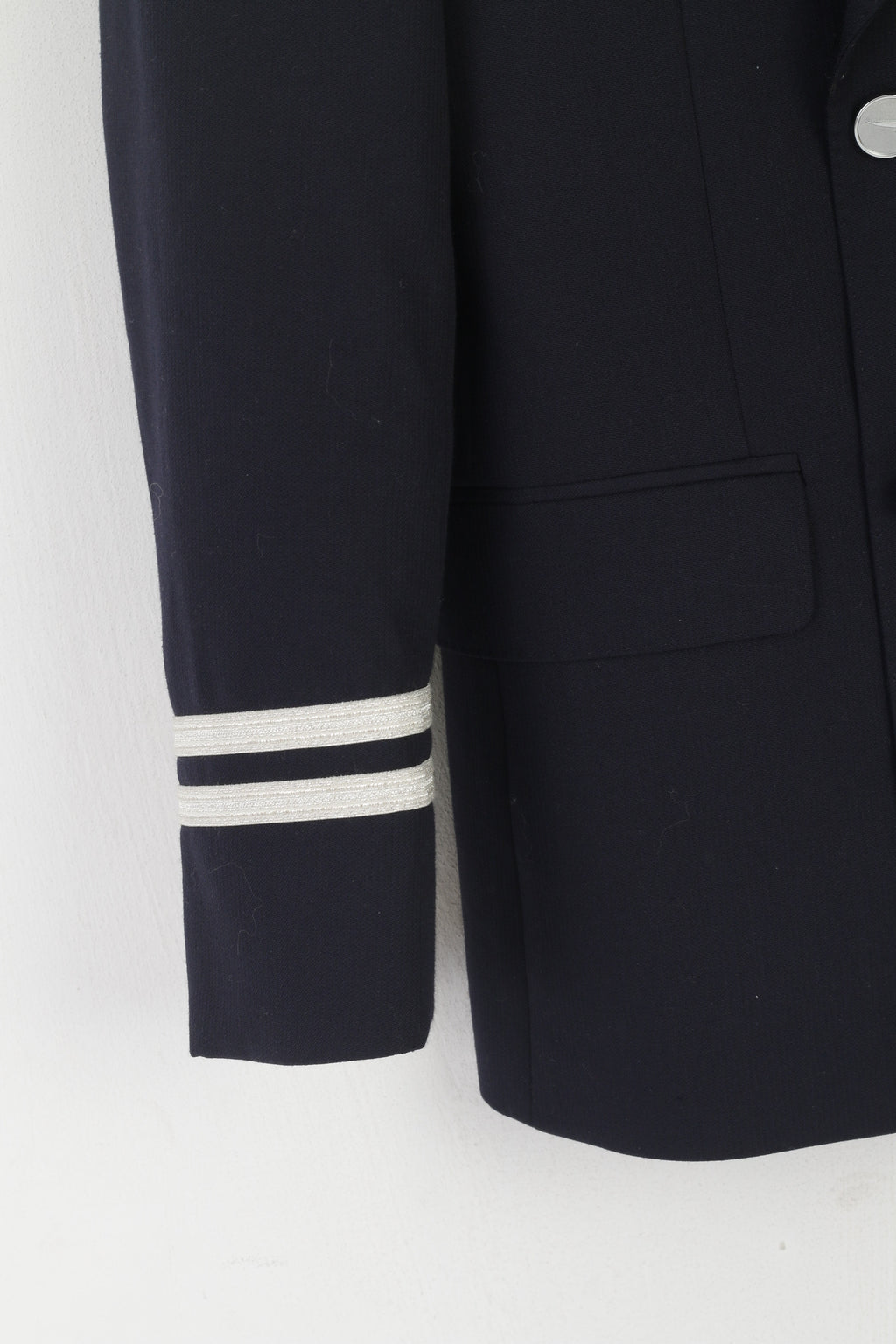 Julien Macdonald Men 34 Short Blazer Navy Wool Marine Double Breasted Jacket