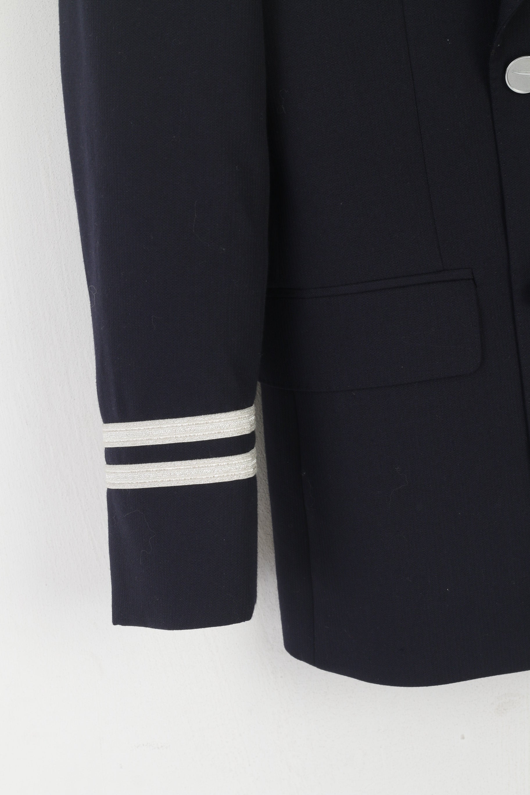 Julien Macdonald Men 34 Short Blazer Navy Wool Marine Double Breasted Jacket