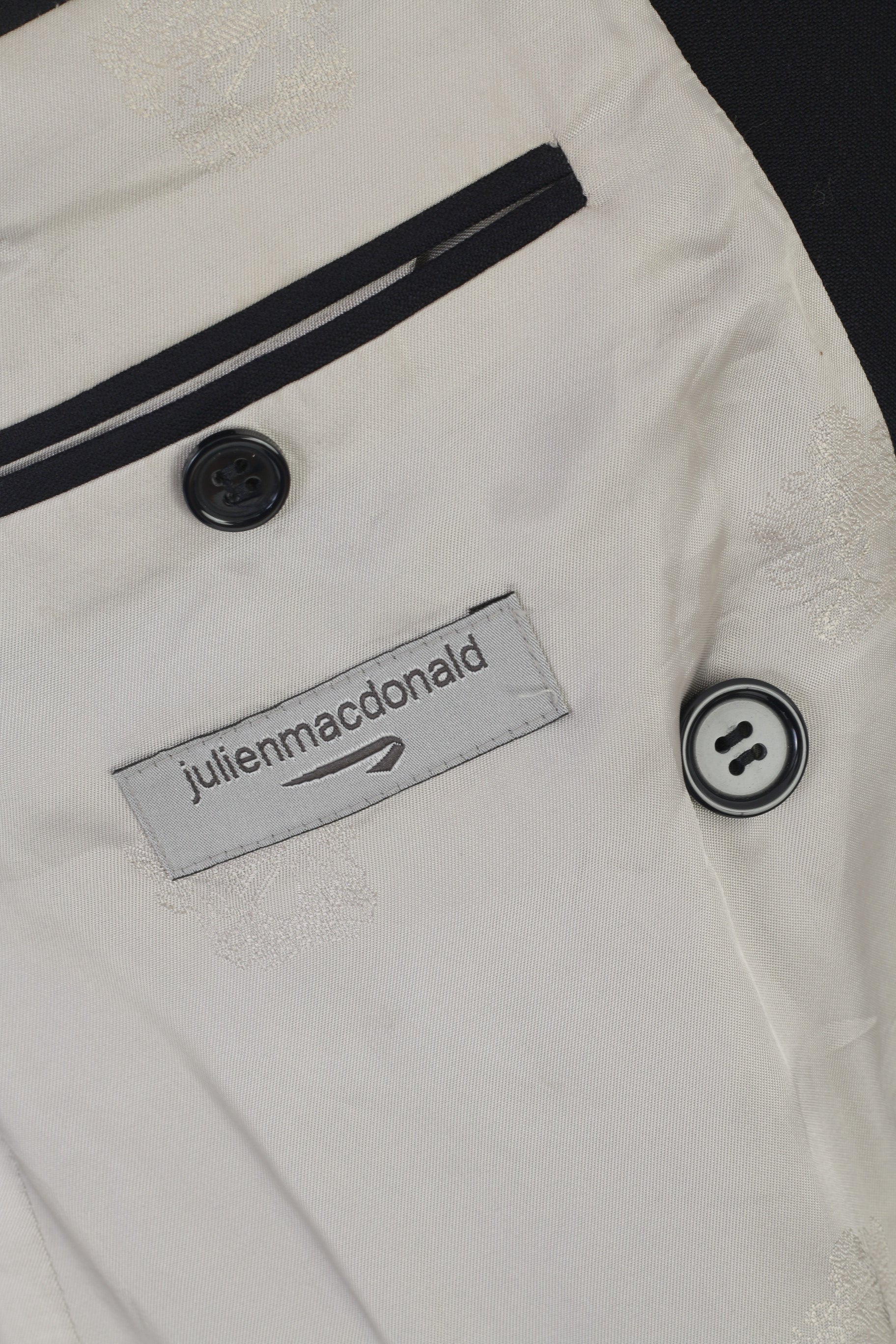 Julien Macdonald Men 34 Short Blazer Navy Wool Marine Double Breasted Jacket