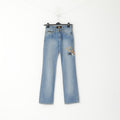 Jennifer Lopez Femmes 27 Jeans Pantalon Bleu Denim Coton Détaillé Long JLO Pantalon
