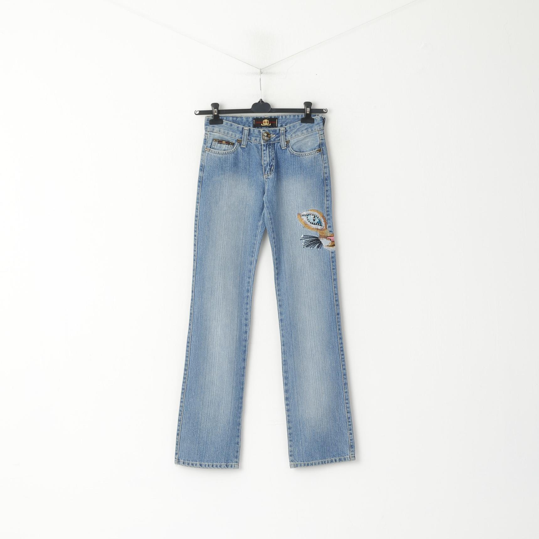 Jennifer Lopez Femmes 27 Jeans Pantalon Bleu Denim Coton Détaillé Long JLO Pantalon