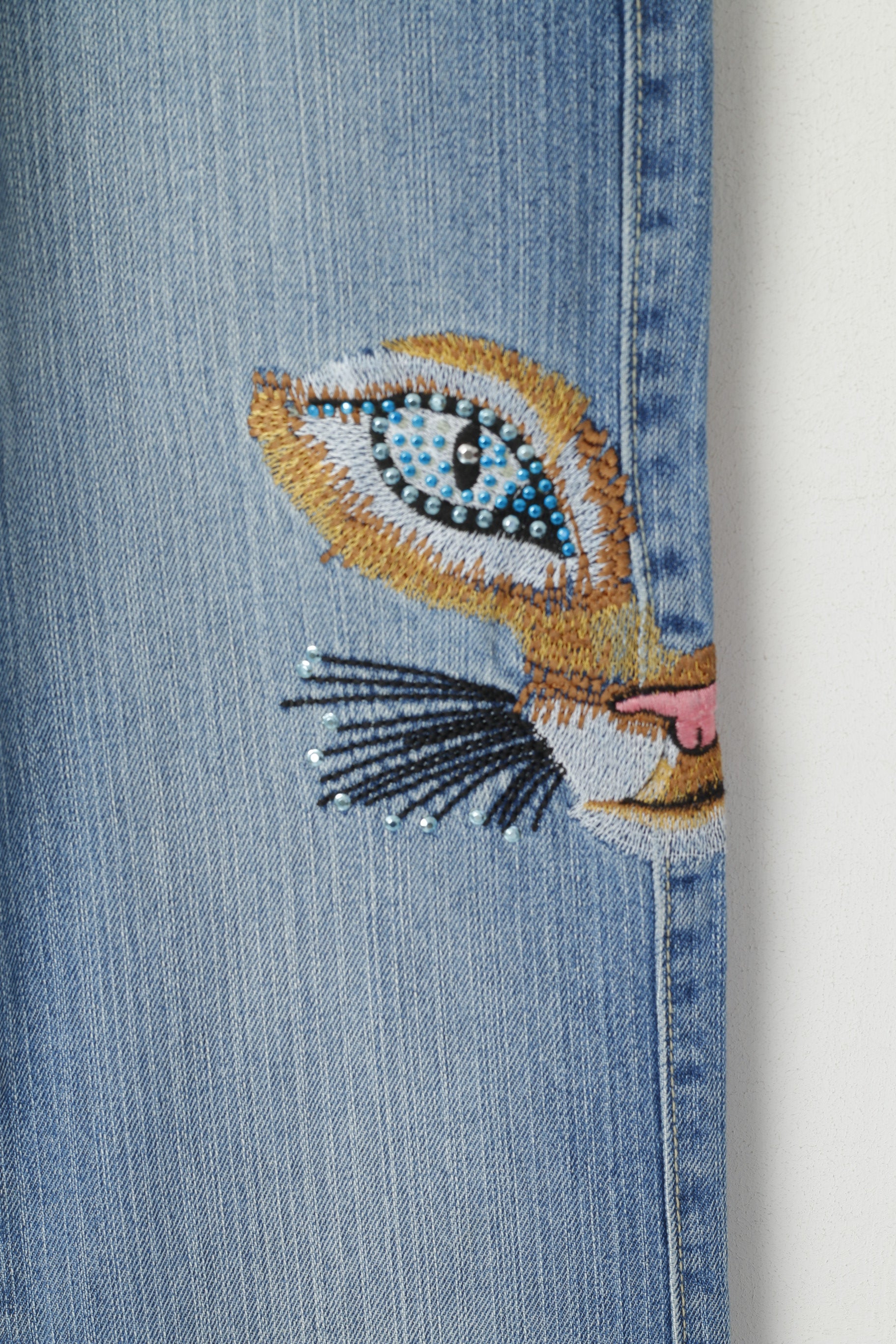 Jennifer Lopez Femmes 27 Jeans Pantalon Bleu Denim Coton Détaillé Long JLO Pantalon