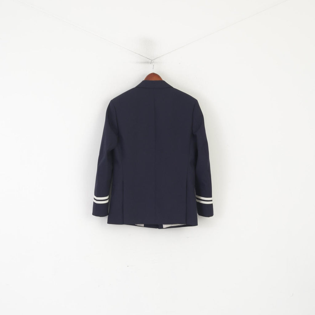 Julien Macdonald Men 34 Short Blazer Navy Wool Marine Double Breasted Jacket