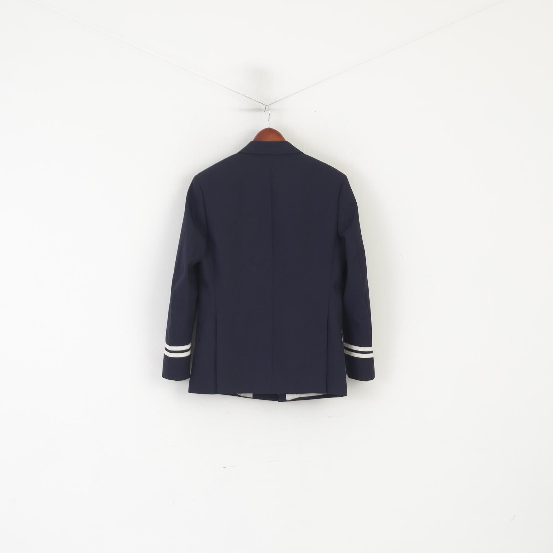 Julien Macdonald Men 34 Short Blazer Navy Wool Marine Double Breasted Jacket