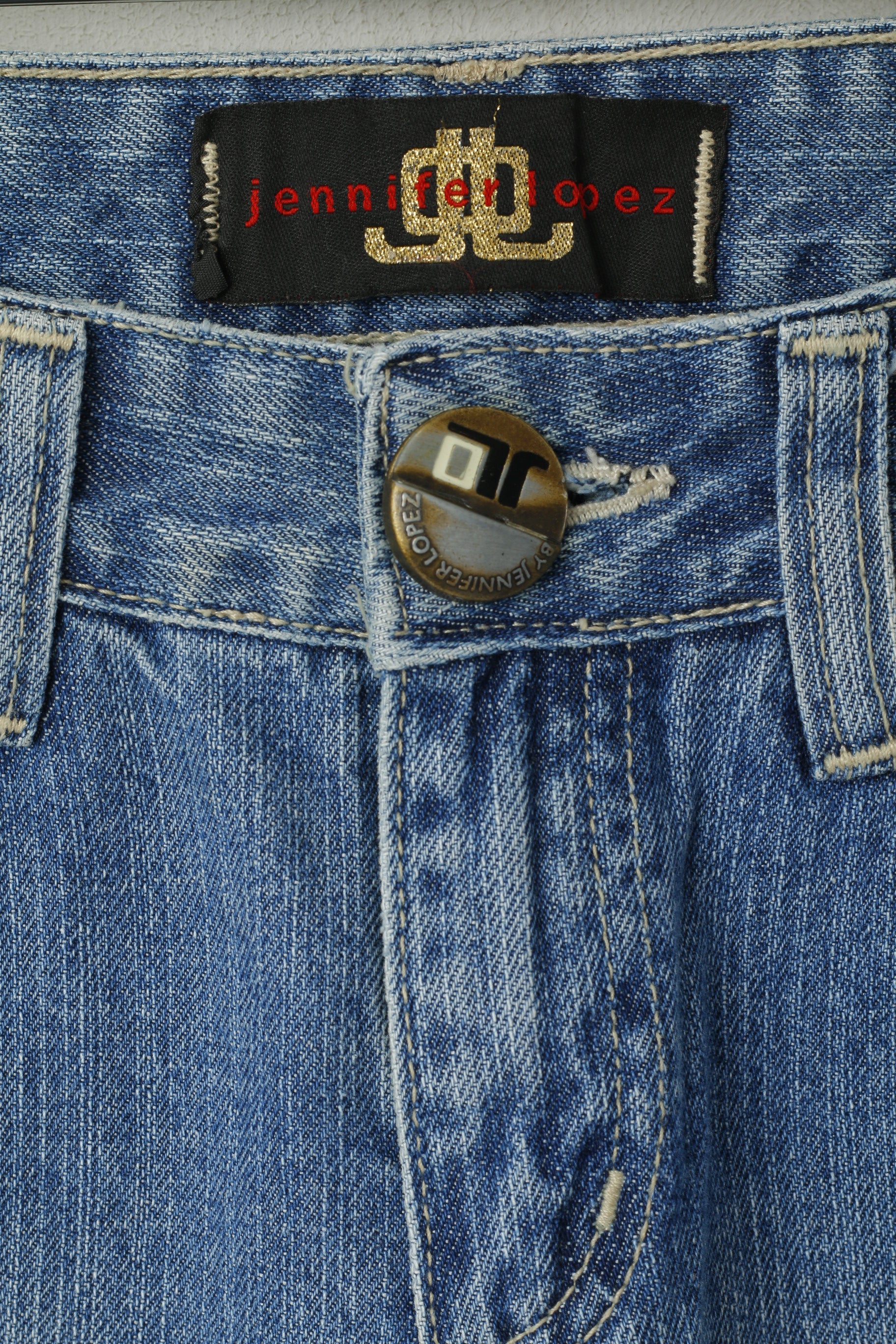 Jennifer Lopez Femmes 27 Jeans Pantalon Bleu Denim Coton Détaillé Long JLO Pantalon