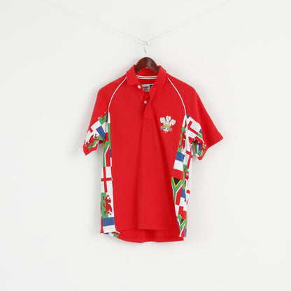 Cotton Traders Polo Homme Rouge Coton Gallois WRU CYMRU Rugby Top