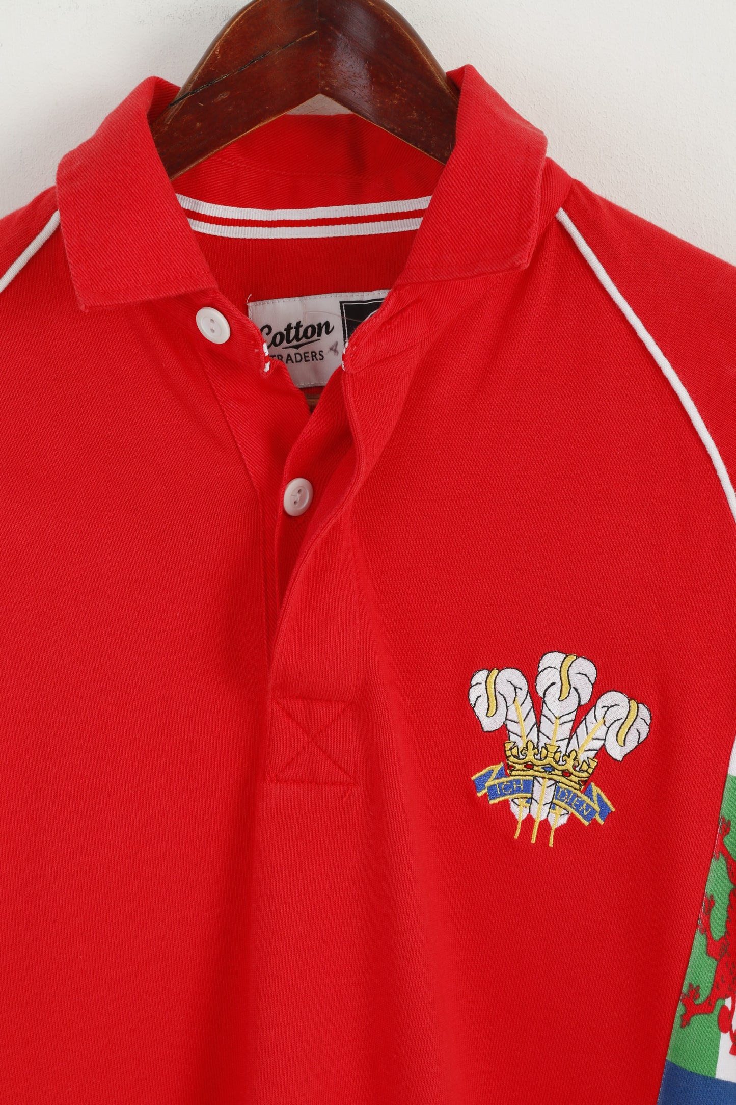 Cotton Traders Men S Polo Shirt Red Cotton Welsh WRU CYMRU Rugby Top