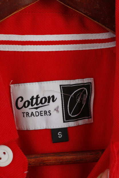 Polo da uomo Cotton Traders S Polo da rugby in cotone rosso gallese WRU CYMRU