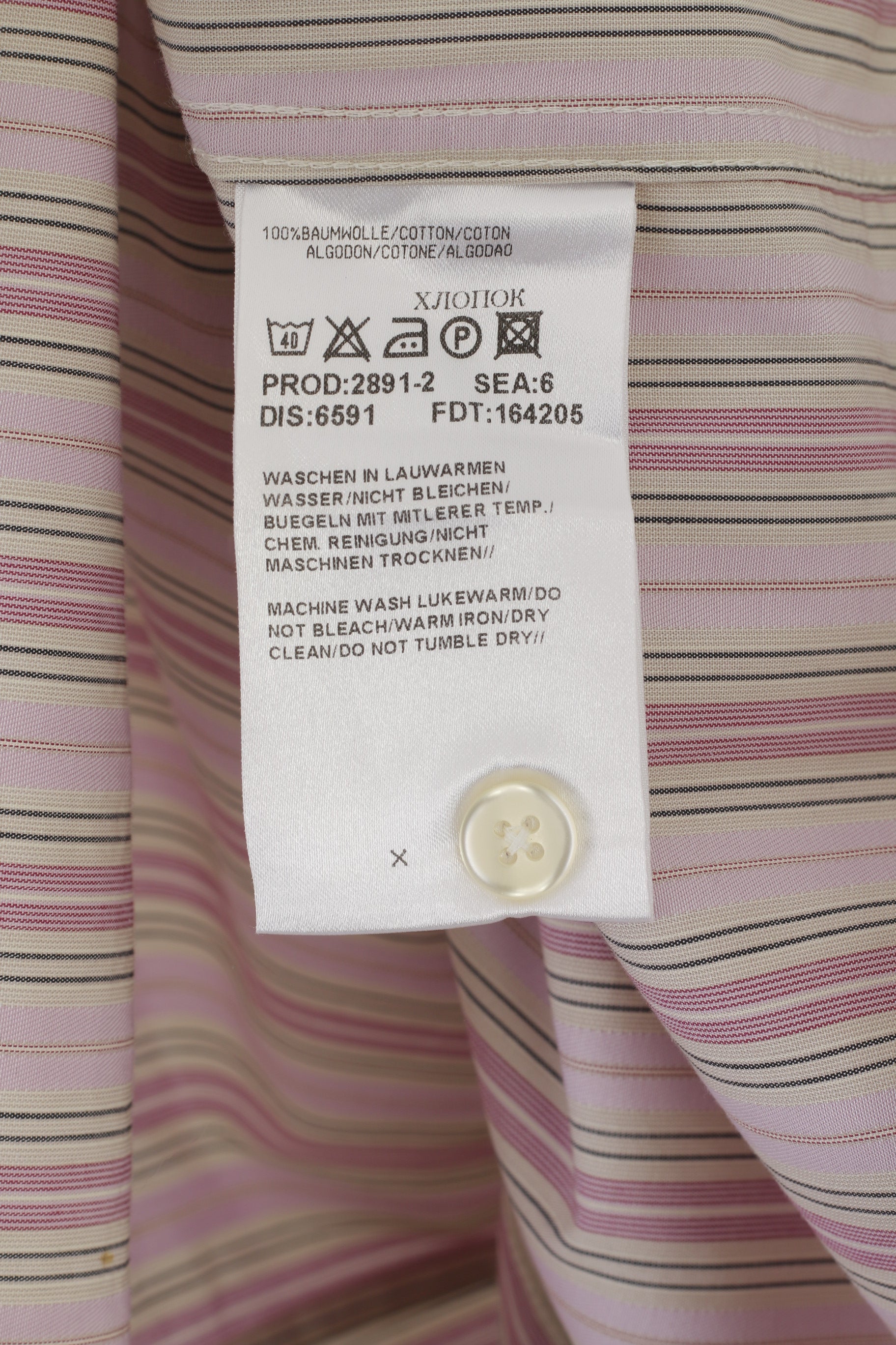 Hugo Boss Men M Casual Shirt Pink Cotton Striped Slim Fit Long Sleeve Top