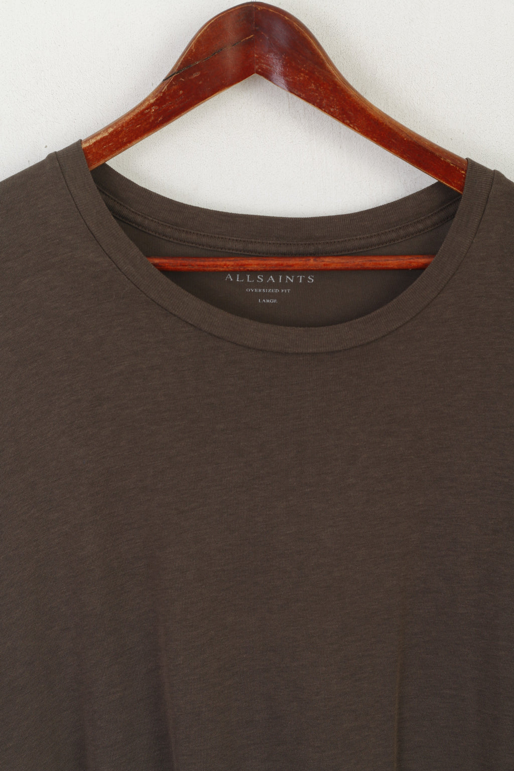 Maglietta AllSaints da uomo a maniche lunghe marrone vestibilità oversize Mars SS girocollo in Lyocell