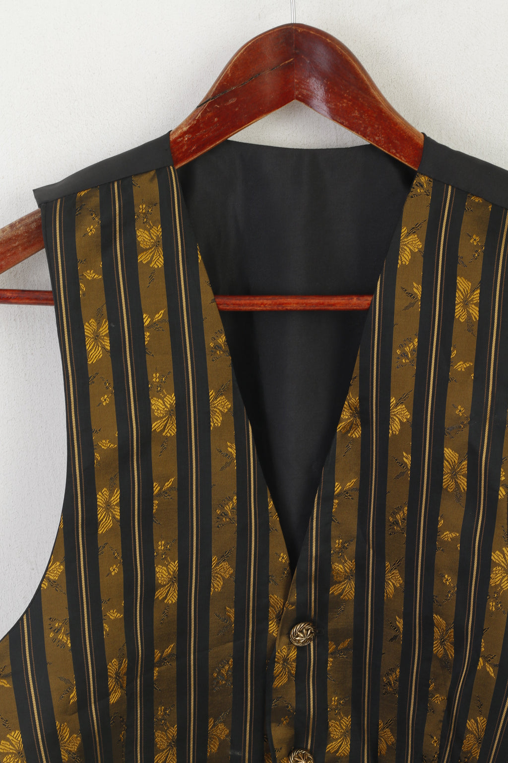 Vintage Men S Waistcoat Black Gold Striped Elegant Gold Buttons Vest