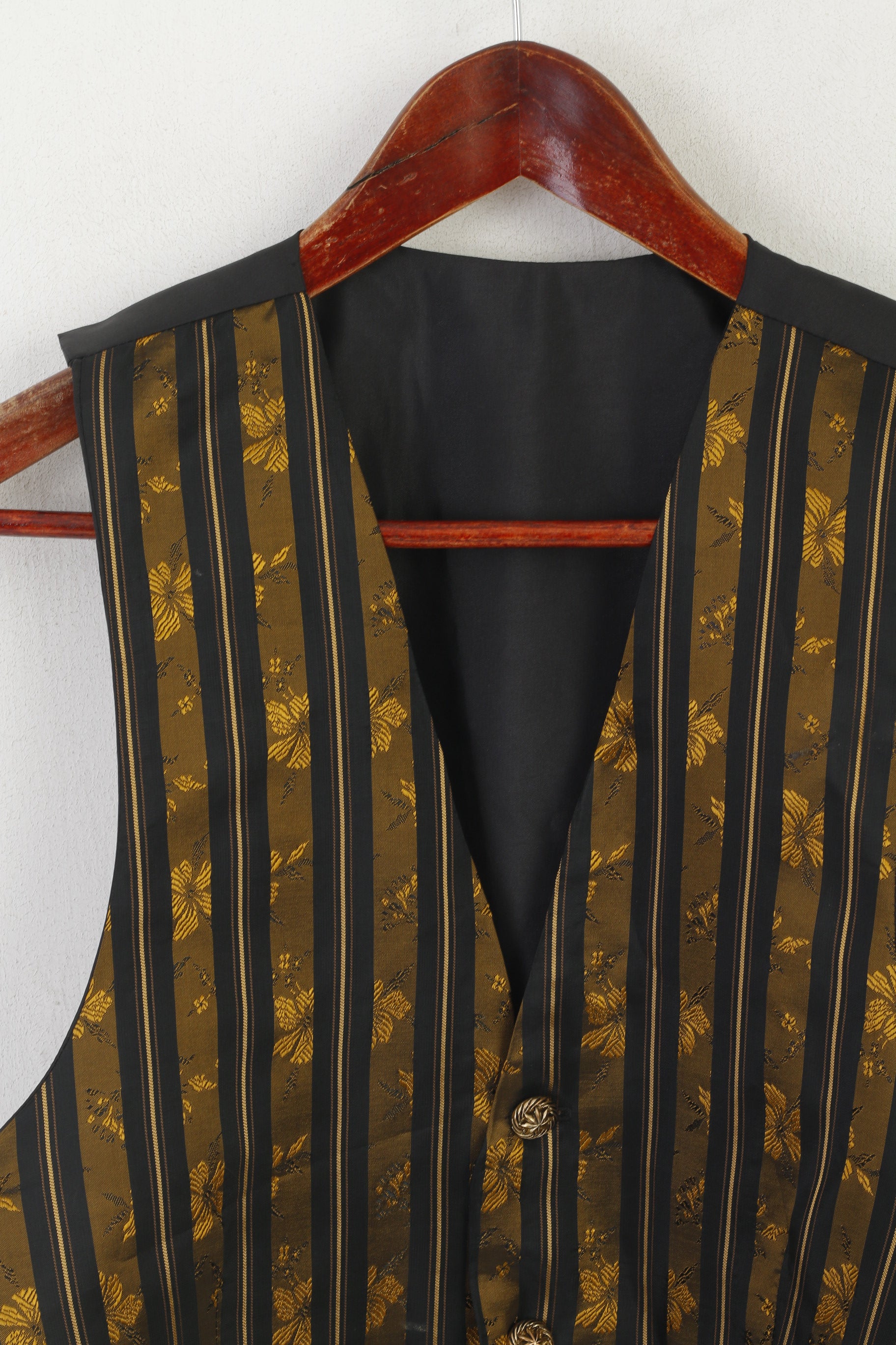 Vintage Men S Waistcoat Black Gold Striped Elegant Gold Buttons Vest