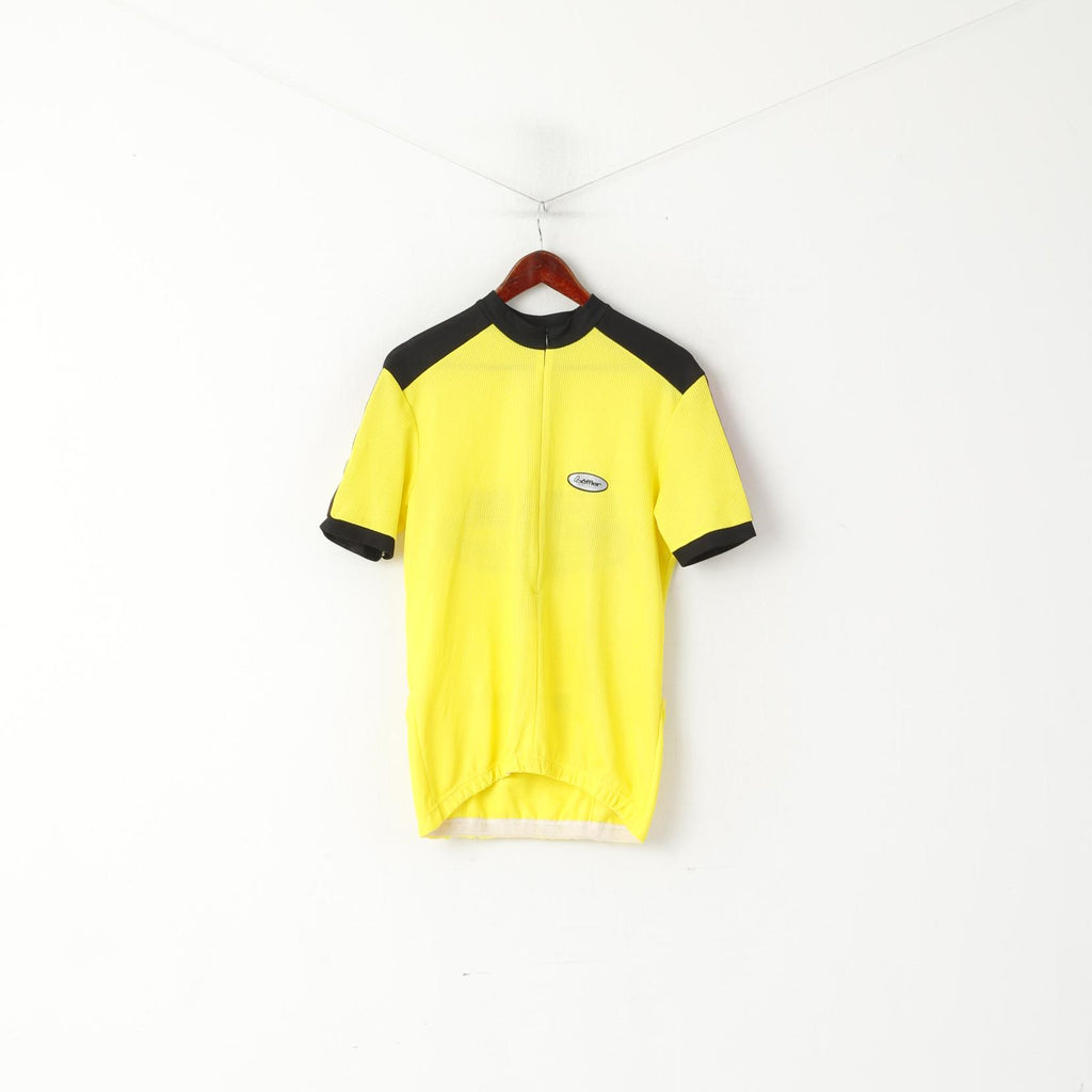 Maglia da ciclismo da uomo Loffler Giallo neon Abbigliamento sportivo Zip NeckBike System Top