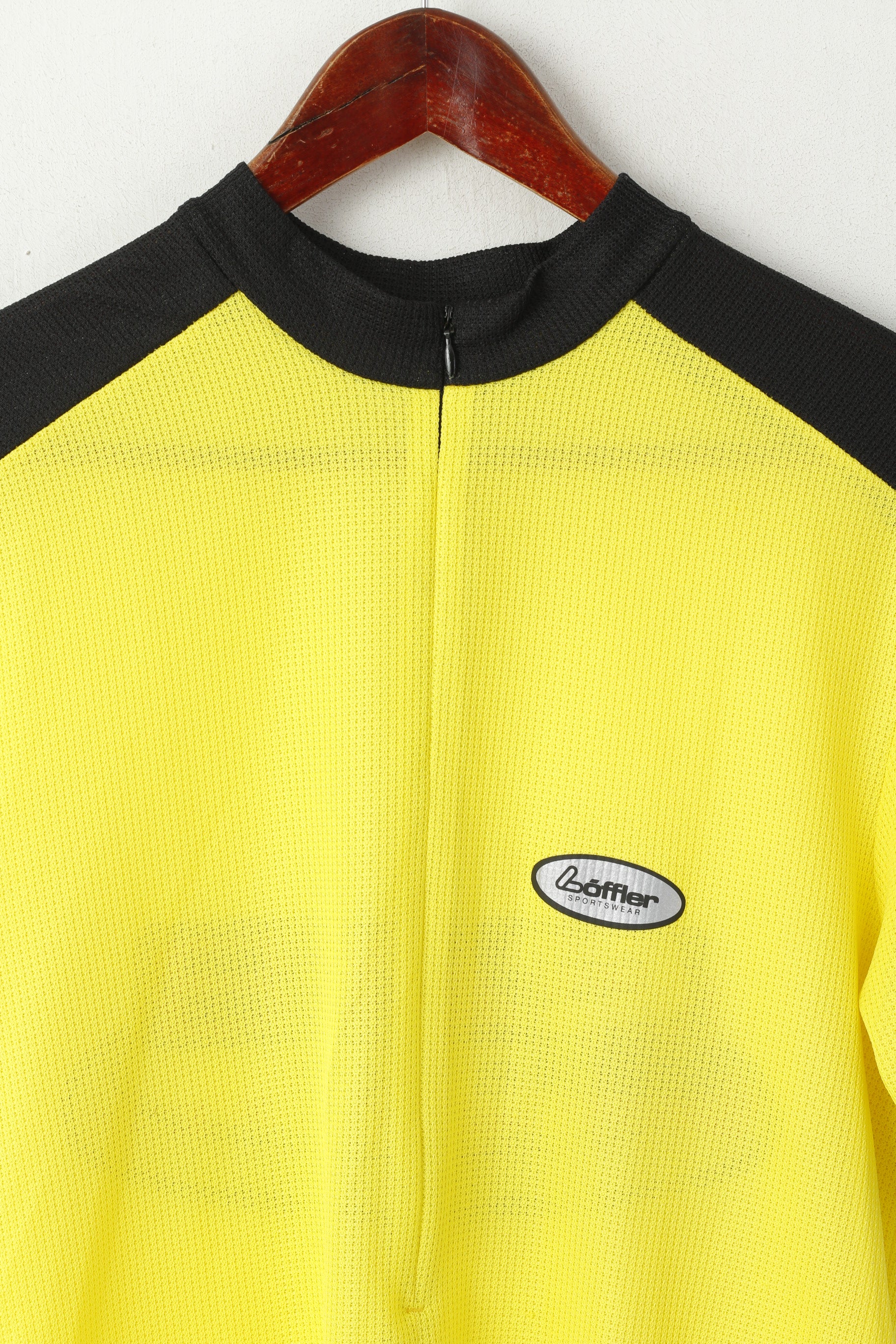 Maglia da ciclismo da uomo Loffler Giallo neon Abbigliamento sportivo Zip NeckBike System Top