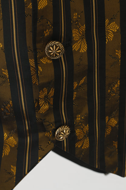 Vintage Men S Waistcoat Black Gold Striped Elegant Gold Buttons Vest
