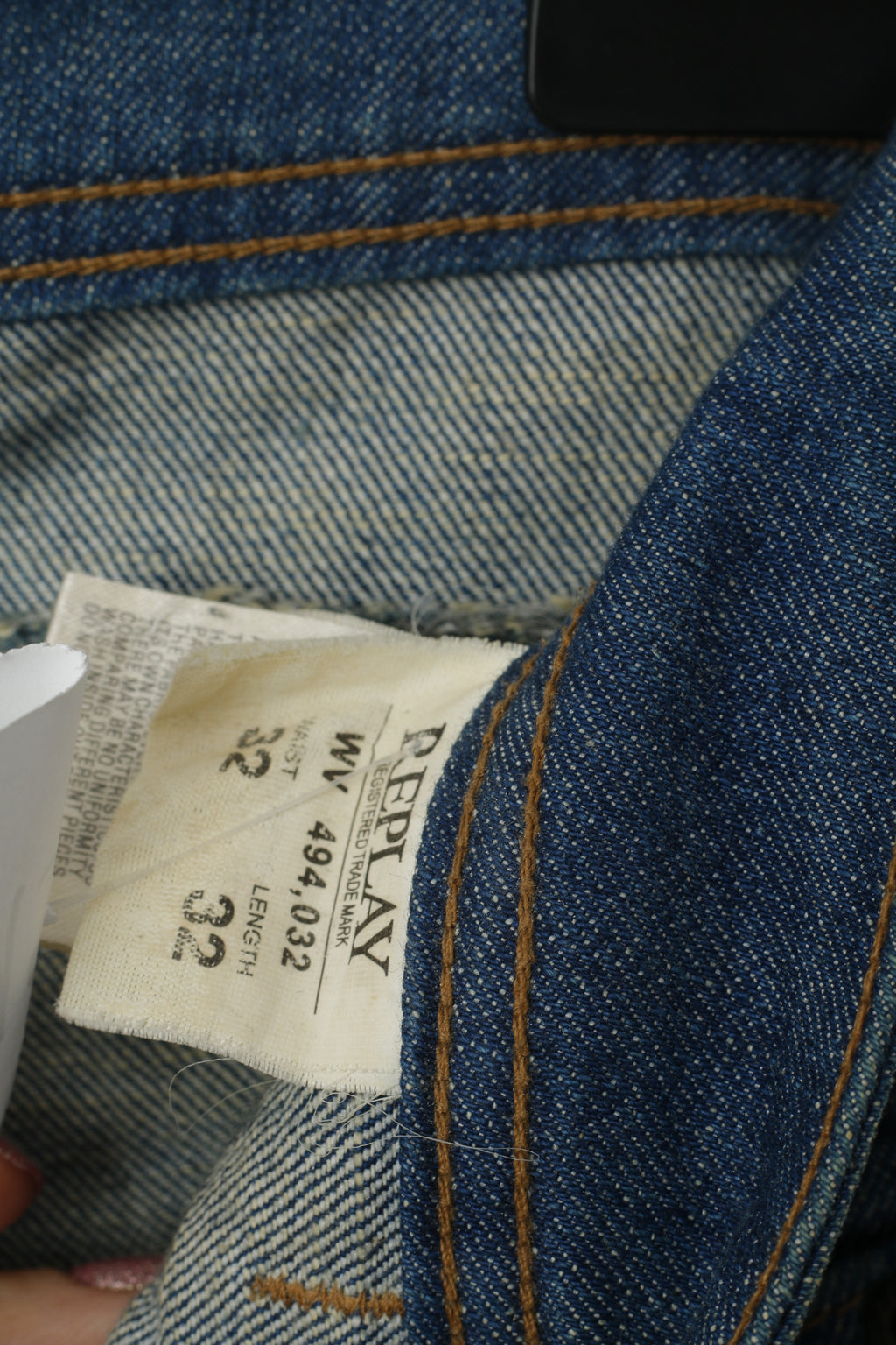 REPLAY Pantaloni jeans da donna 32 Pantaloni con tasche con zip a vita bassa in cotone denim blu