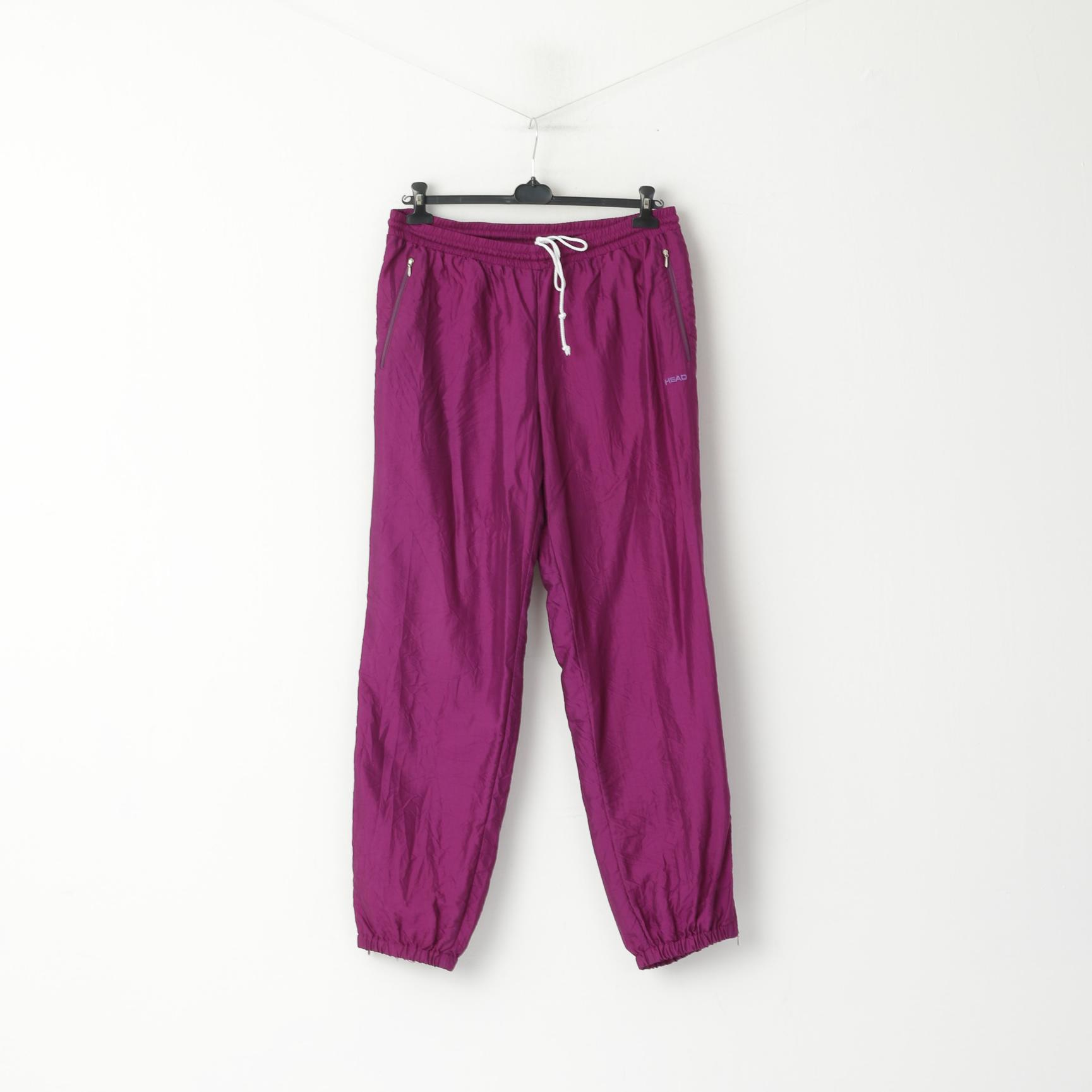 Head Men XL Sweatapants Purple Shiny Retro Gym Sportswear Track Bottoms