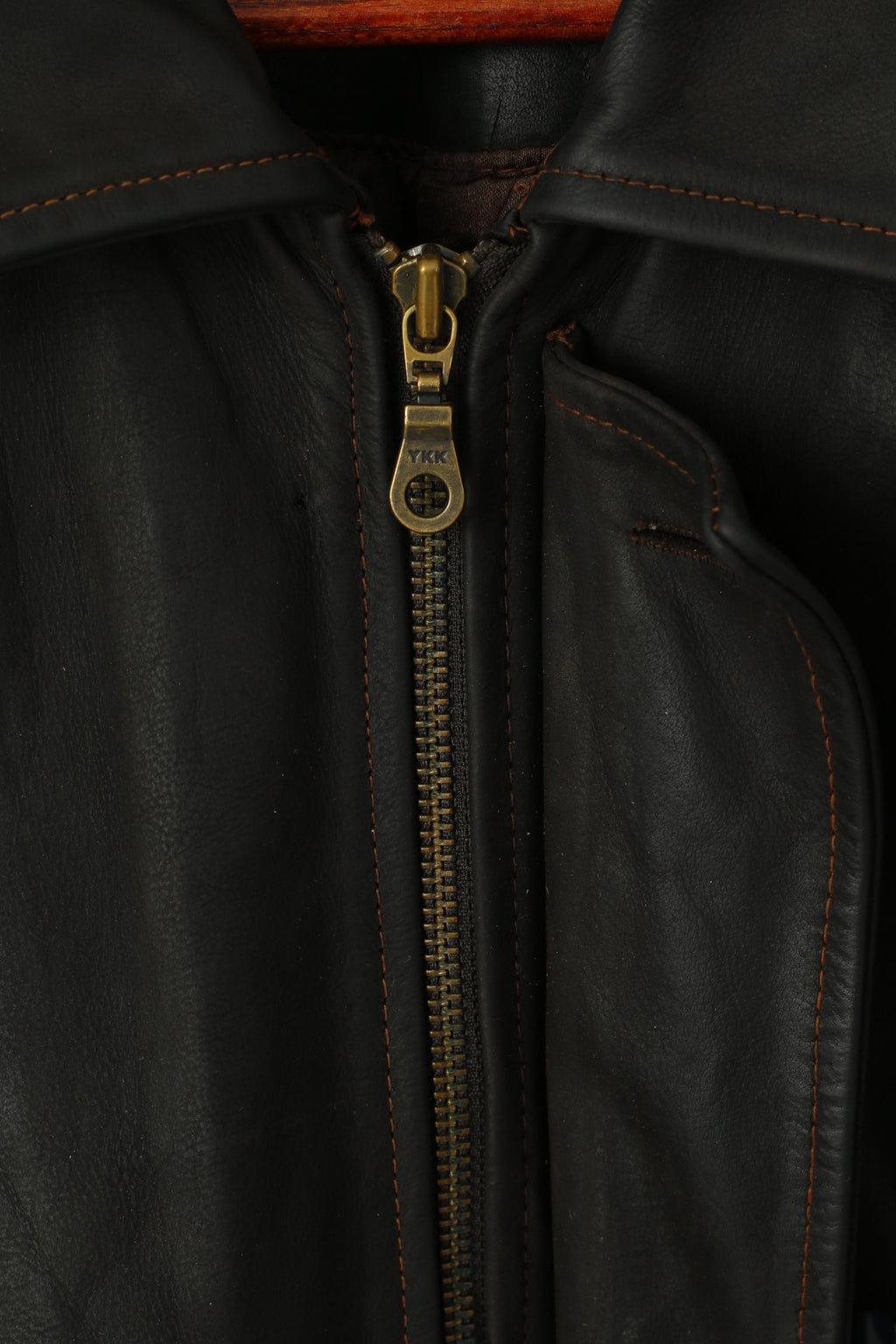 Brice Hommes 48 XL Veste En Cuir Marron Vintage Poches Fermeture Éclair Complète Haut Classique