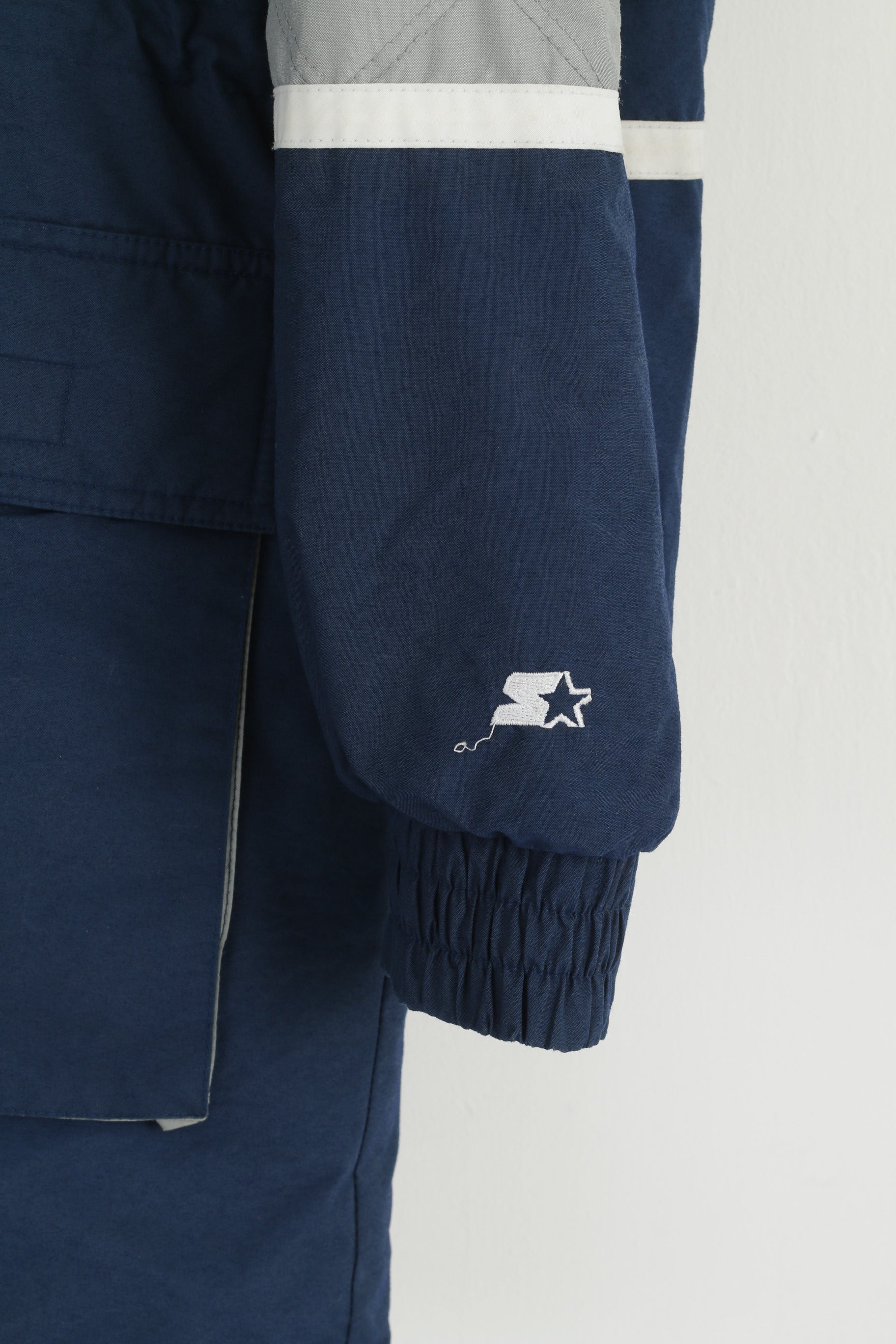 STARTER New York Yankees Men M Jacket Navy Puffer Hood Zip Up NY Vintage Parka