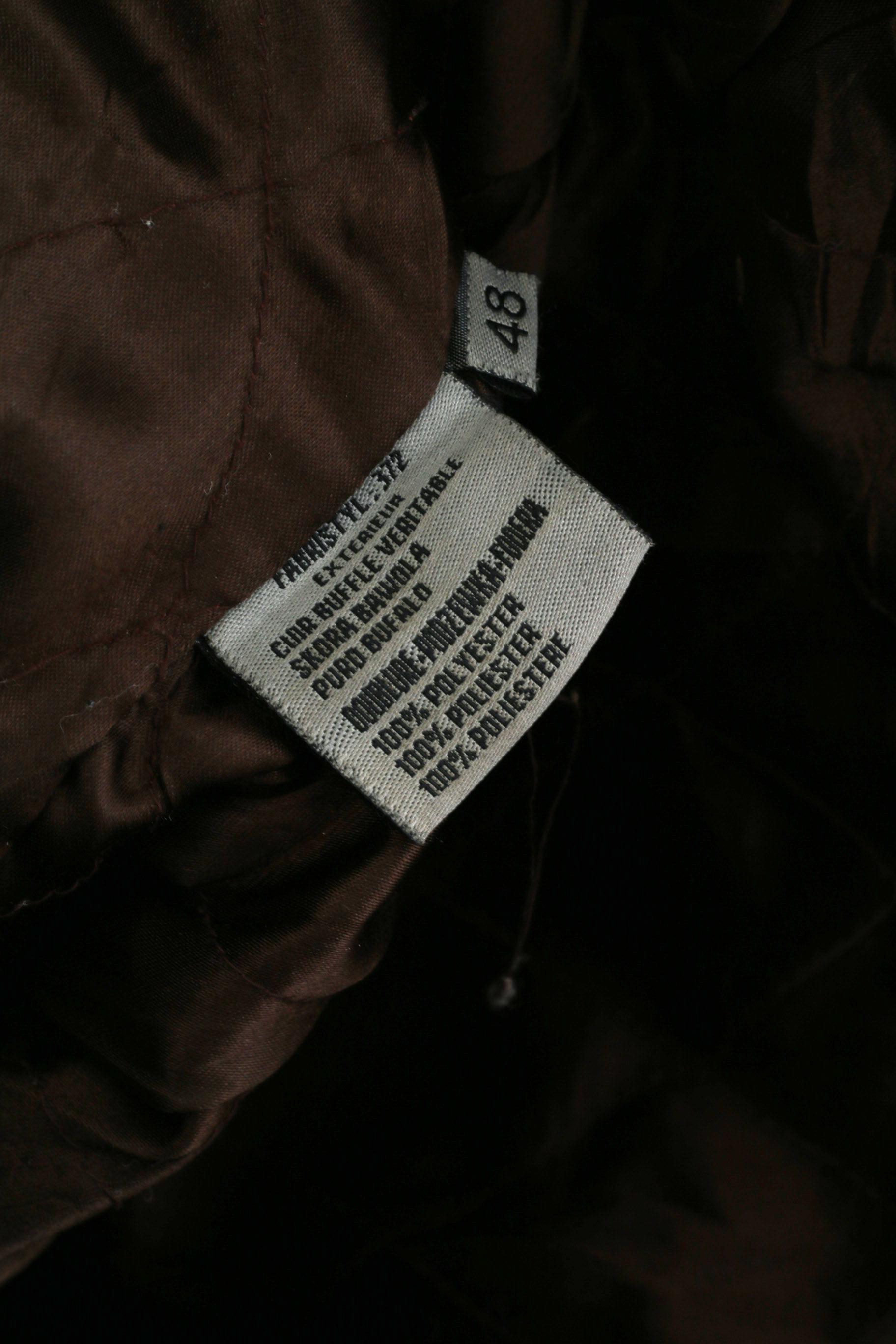 Brice Hommes 48 XL Veste En Cuir Marron Vintage Poches Fermeture Éclair Complète Haut Classique