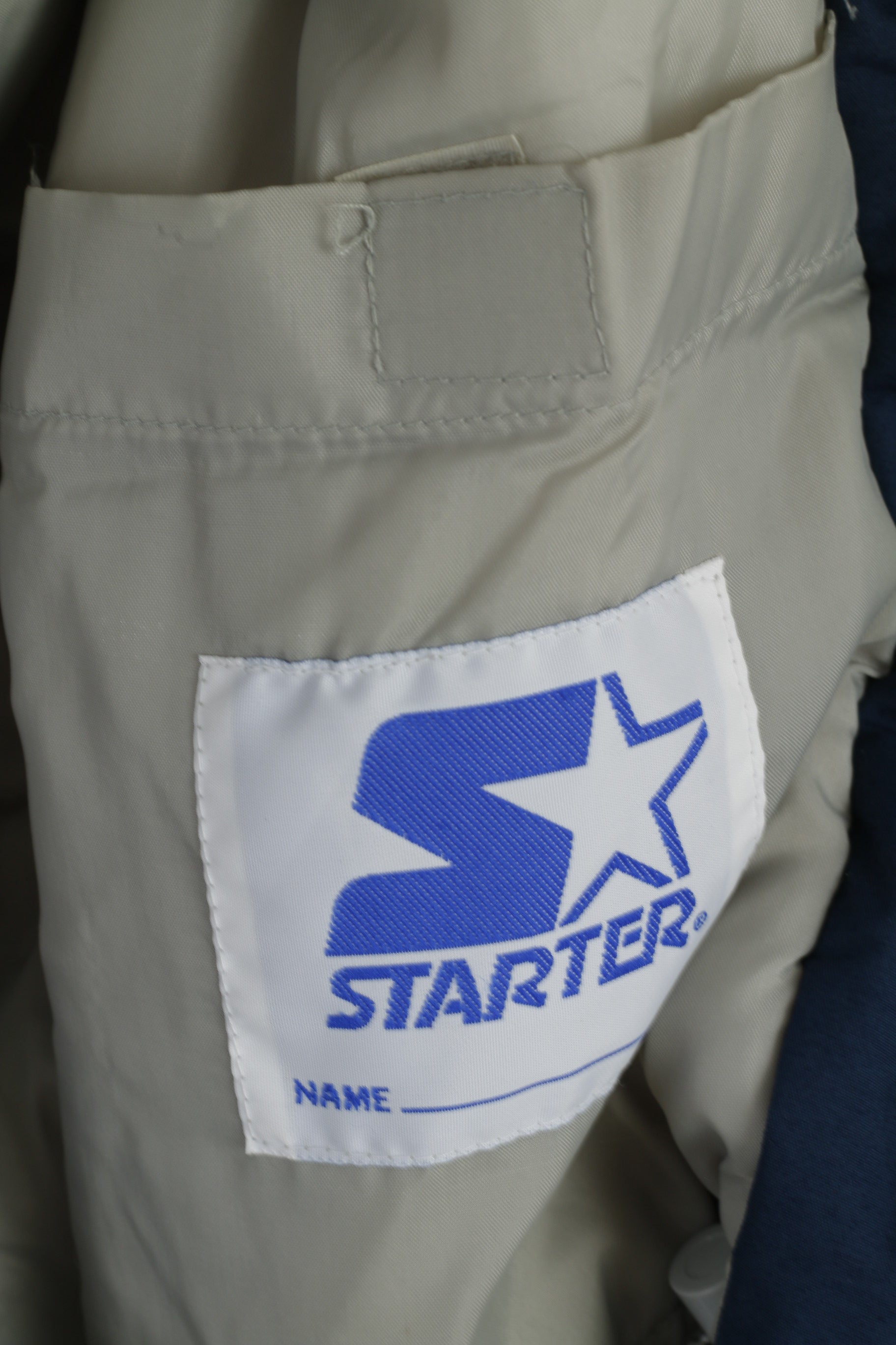 STARTER New York Yankees Men M Jacket Navy Puffer Hood Zip Up NY Vintage Parka