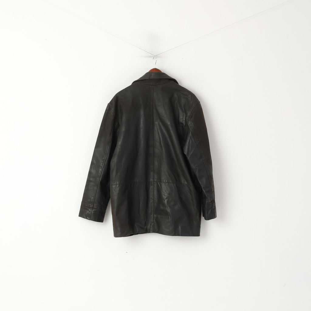 Brice Hommes 48 XL Veste En Cuir Marron Vintage Poches Fermeture Éclair Complète Haut Classique