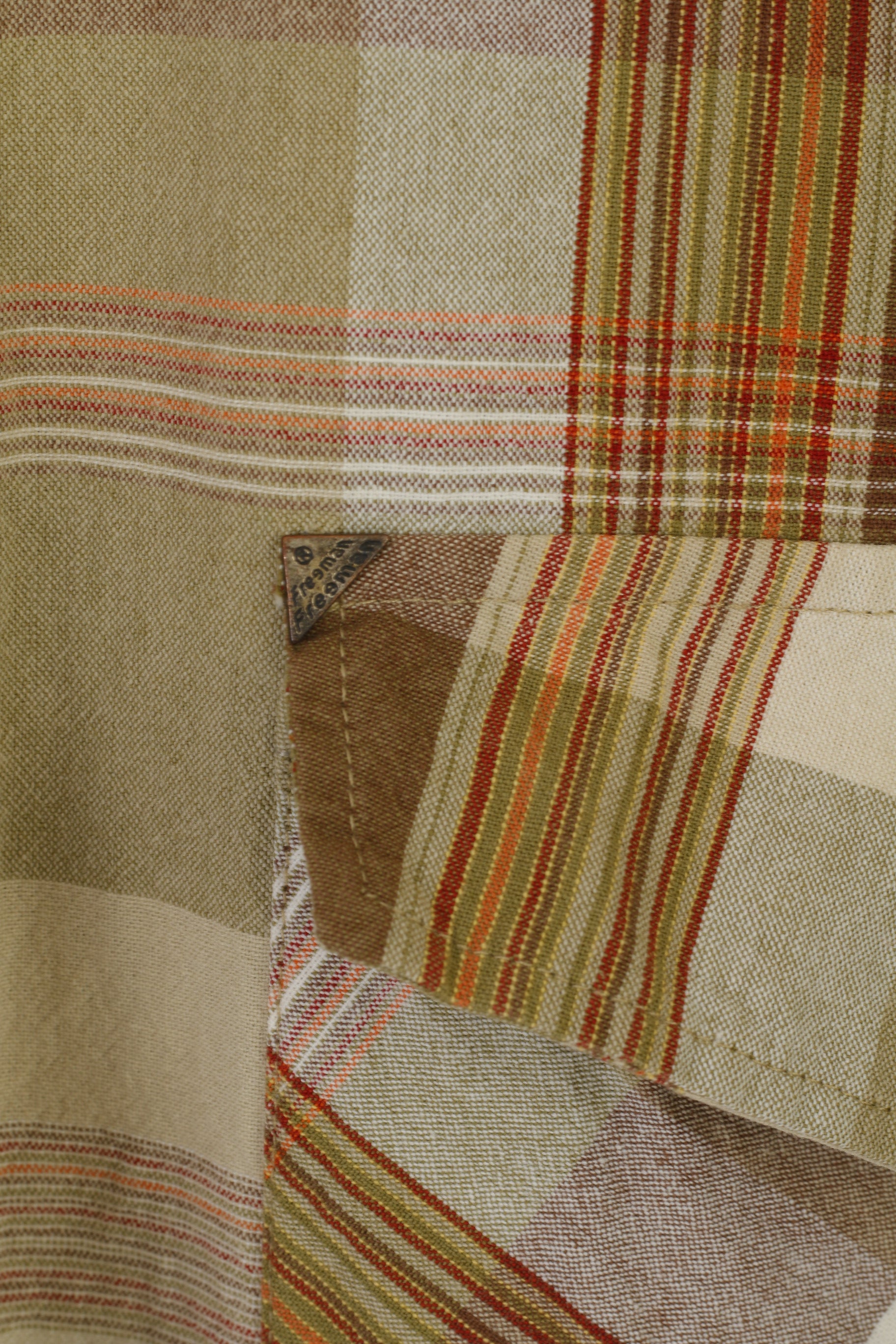 Freeman Sport Chemise décontractée XL pour homme Marron Vert à carreaux en coton à manches longues