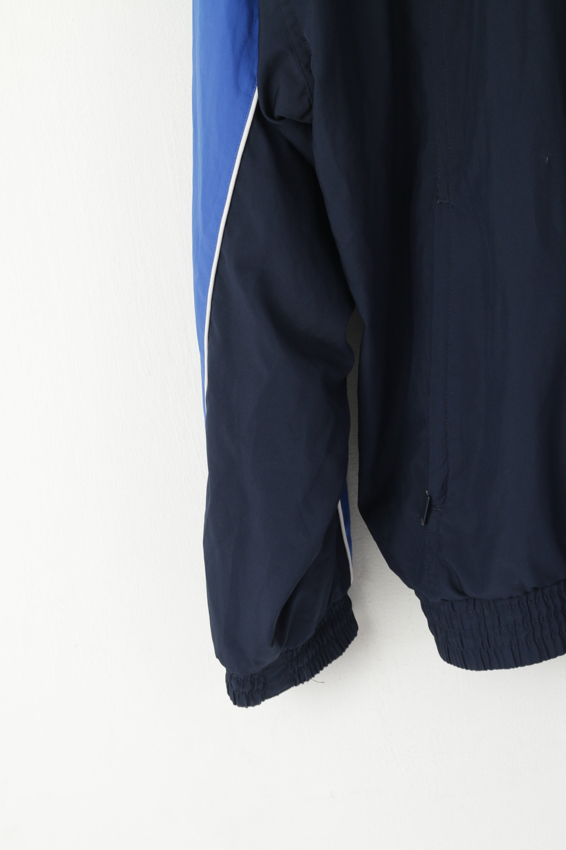 Adidas Uomo L 186 Giacca Navy Vintage Activewear Full Zip Bomber Sport Top