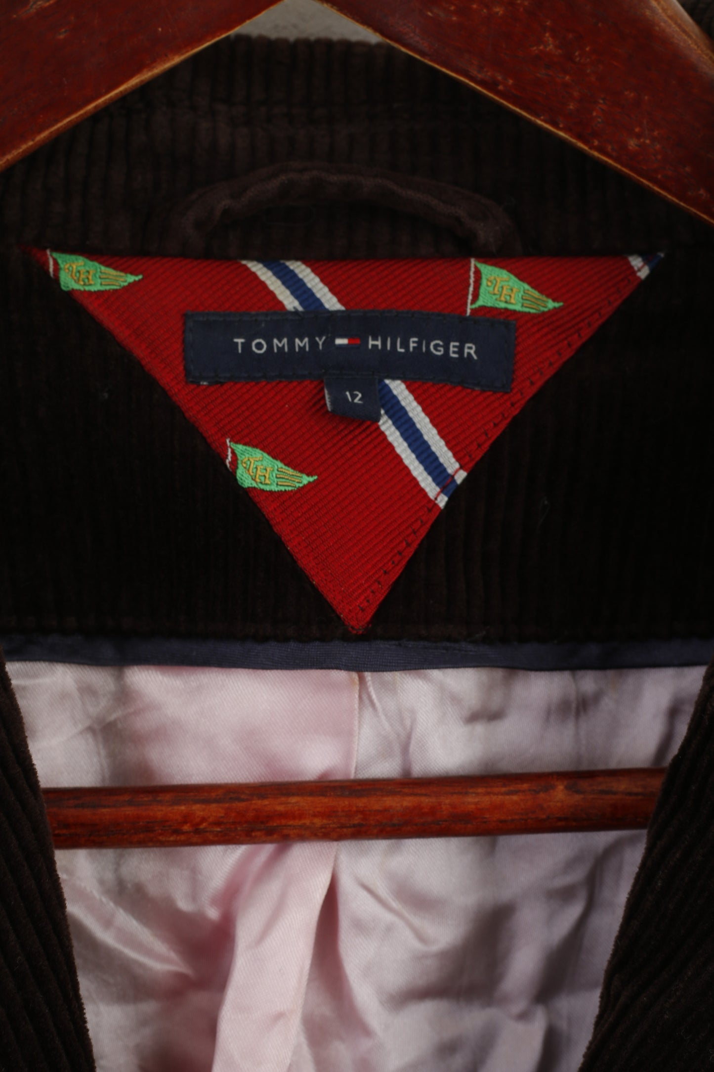 Tommy Hilfiger Women 12 M Blazer Brown Corduroy Cotton Single Breasted Jacket