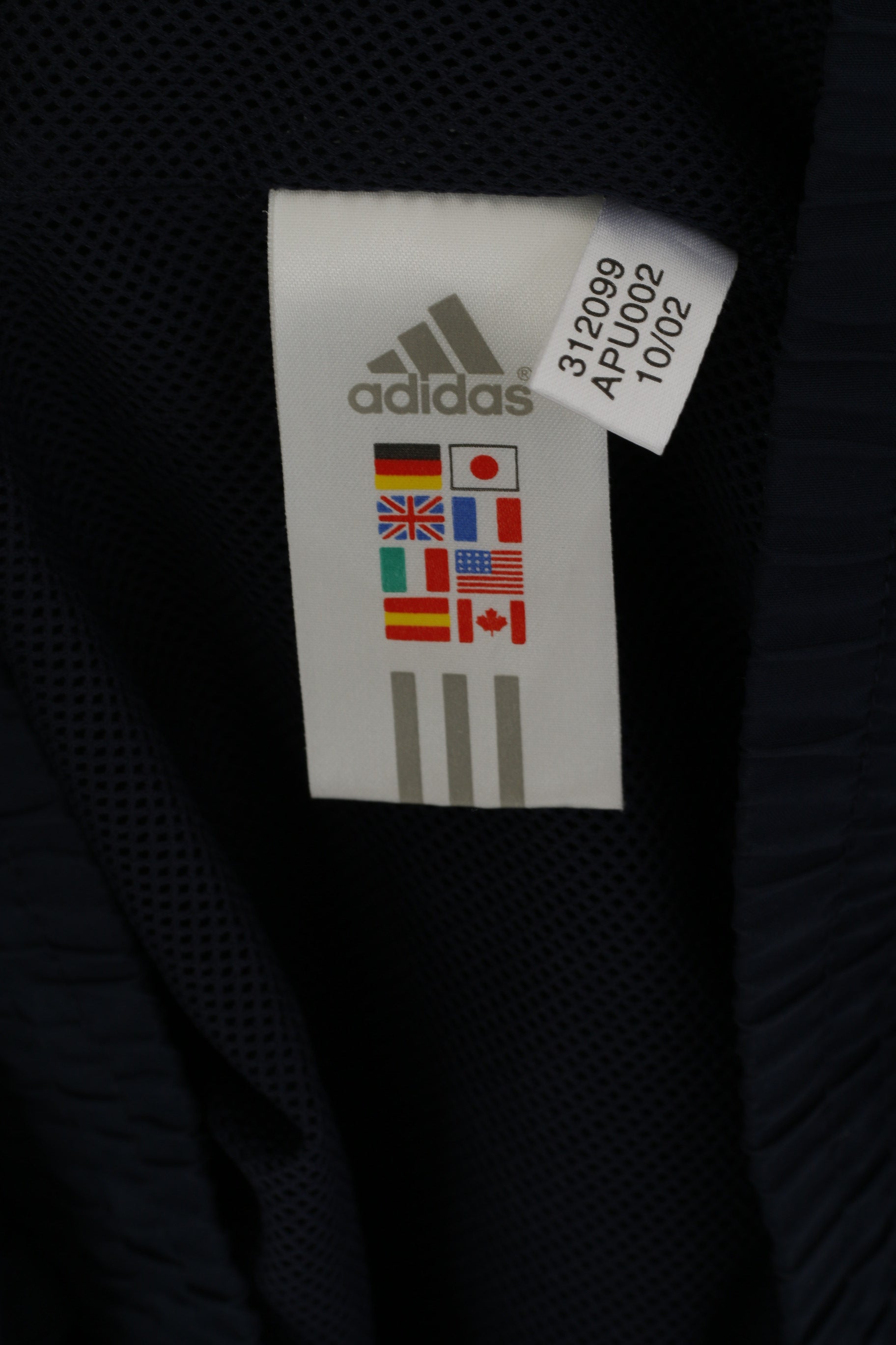 Adidas Uomo L 186 Giacca Navy Vintage Activewear Full Zip Bomber Sport Top