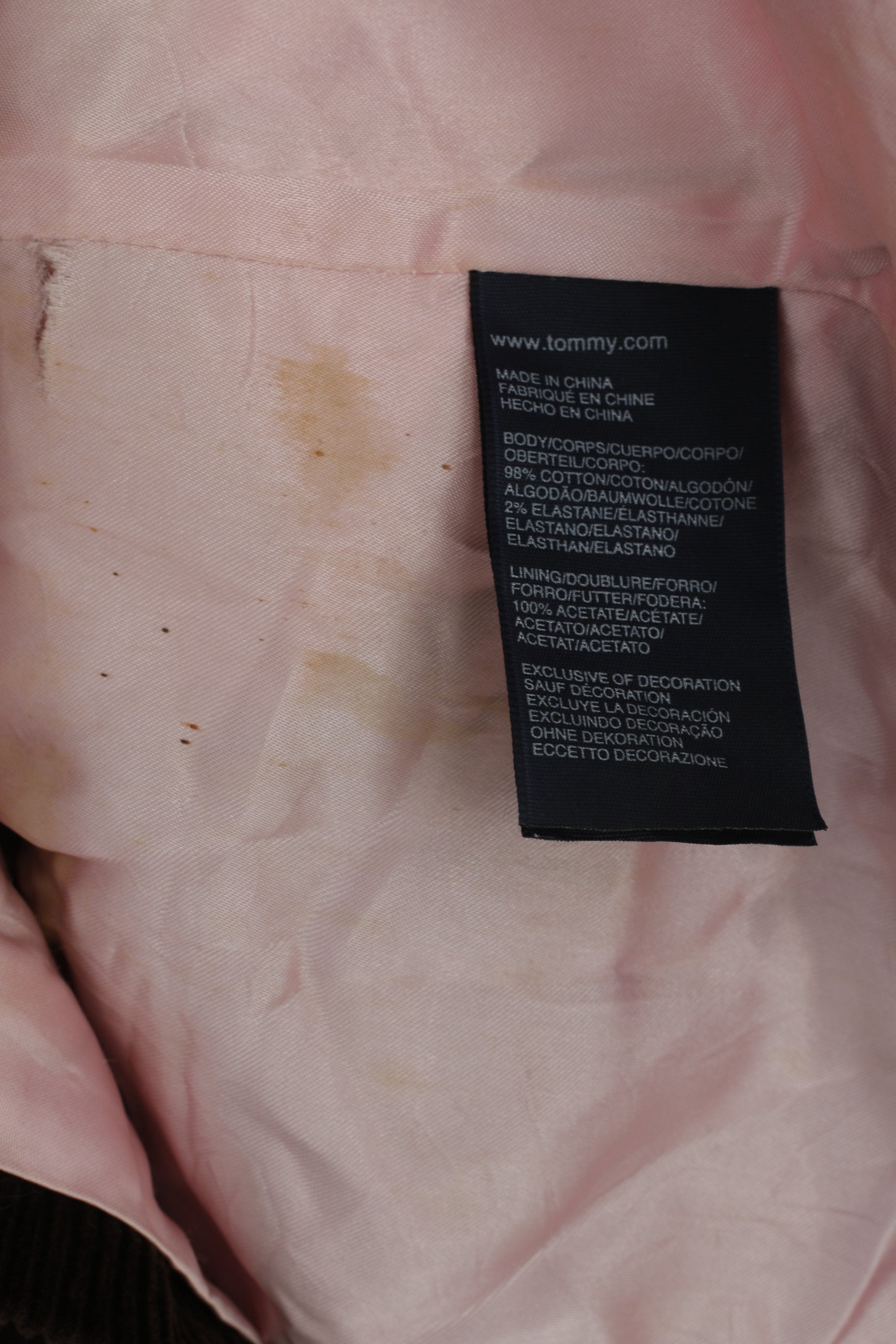 Tommy Hilfiger Donna 12 M Blazer Giacca monopetto in cotone di velluto a coste marrone