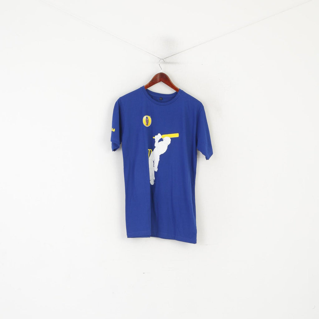 ECB Official Men L (M) Shirt Blue Cotton England Cricket Catcha6 Sport Top