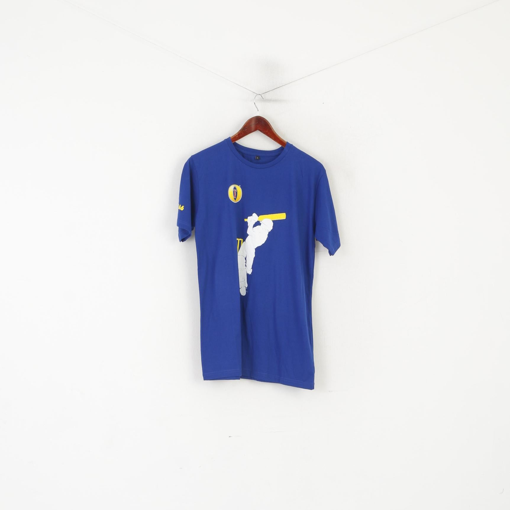 ECB Official Men L (M) Shirt Blue Cotton England Cricket Catcha6 Sport Top