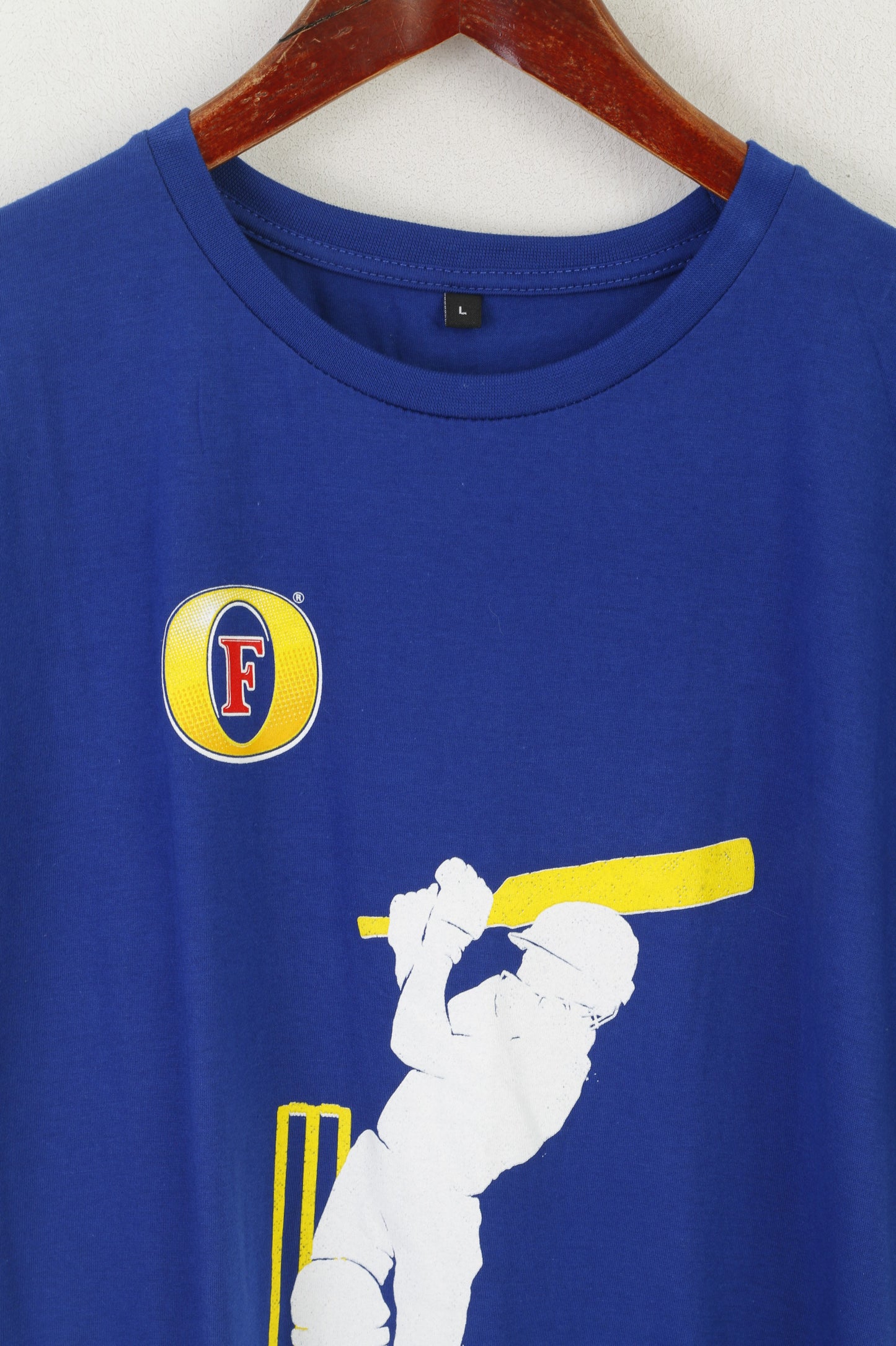 ECB Official Men L (M) Shirt Blue Cotton England Cricket Catcha6 Sport Top