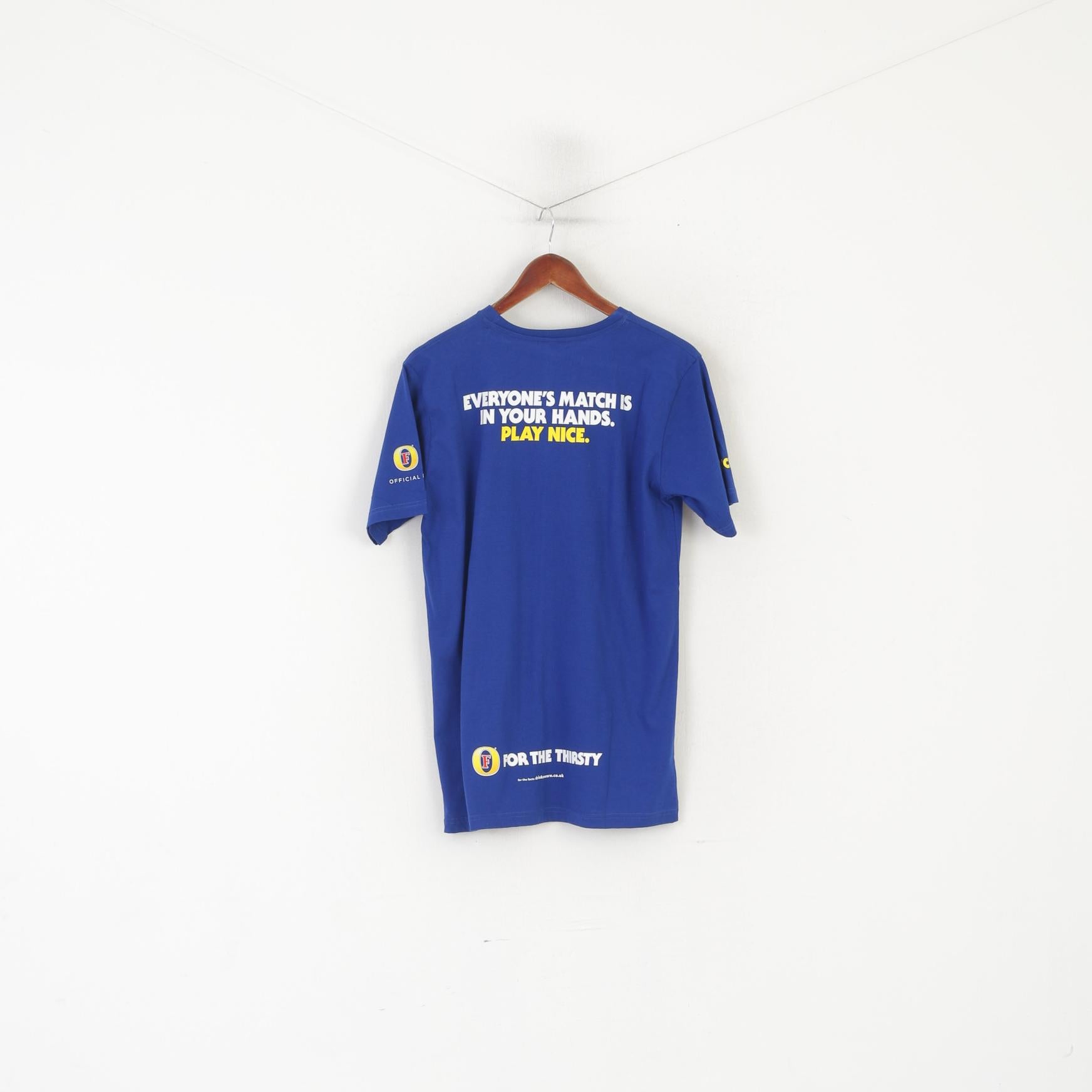 ECB Official Men L (M) Shirt Blue Cotton England Cricket Catcha6 Sport Top