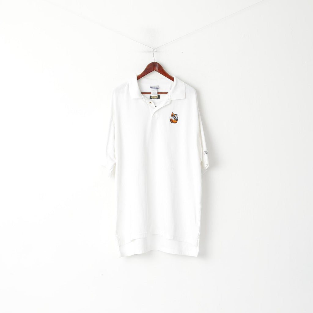 Reebok NFL Men 2XL (3XL) Polo Shirt White Long Cotton Europe League Play Dry Top
