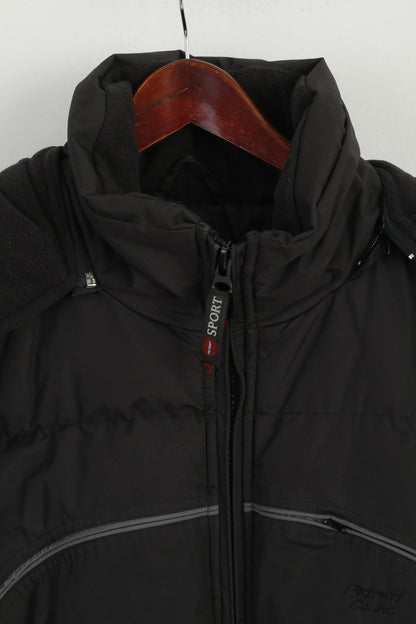 Petroff Sport Uomo 2XL Piumino Cappotto invernale con cappuccio pesante con cerniera intera nera
