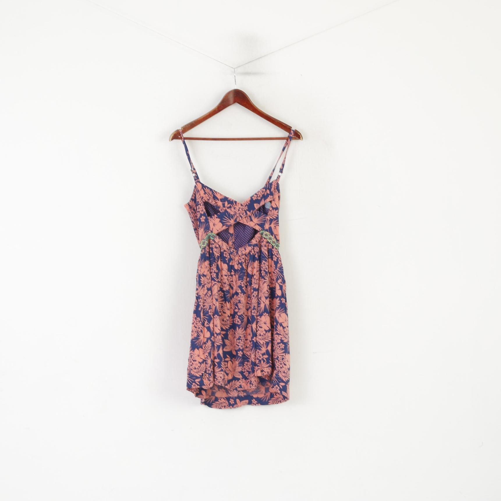 Hilfiger Denim Women L (M) Tunic Shirt Navy Pink Viscose Summer Tank Top