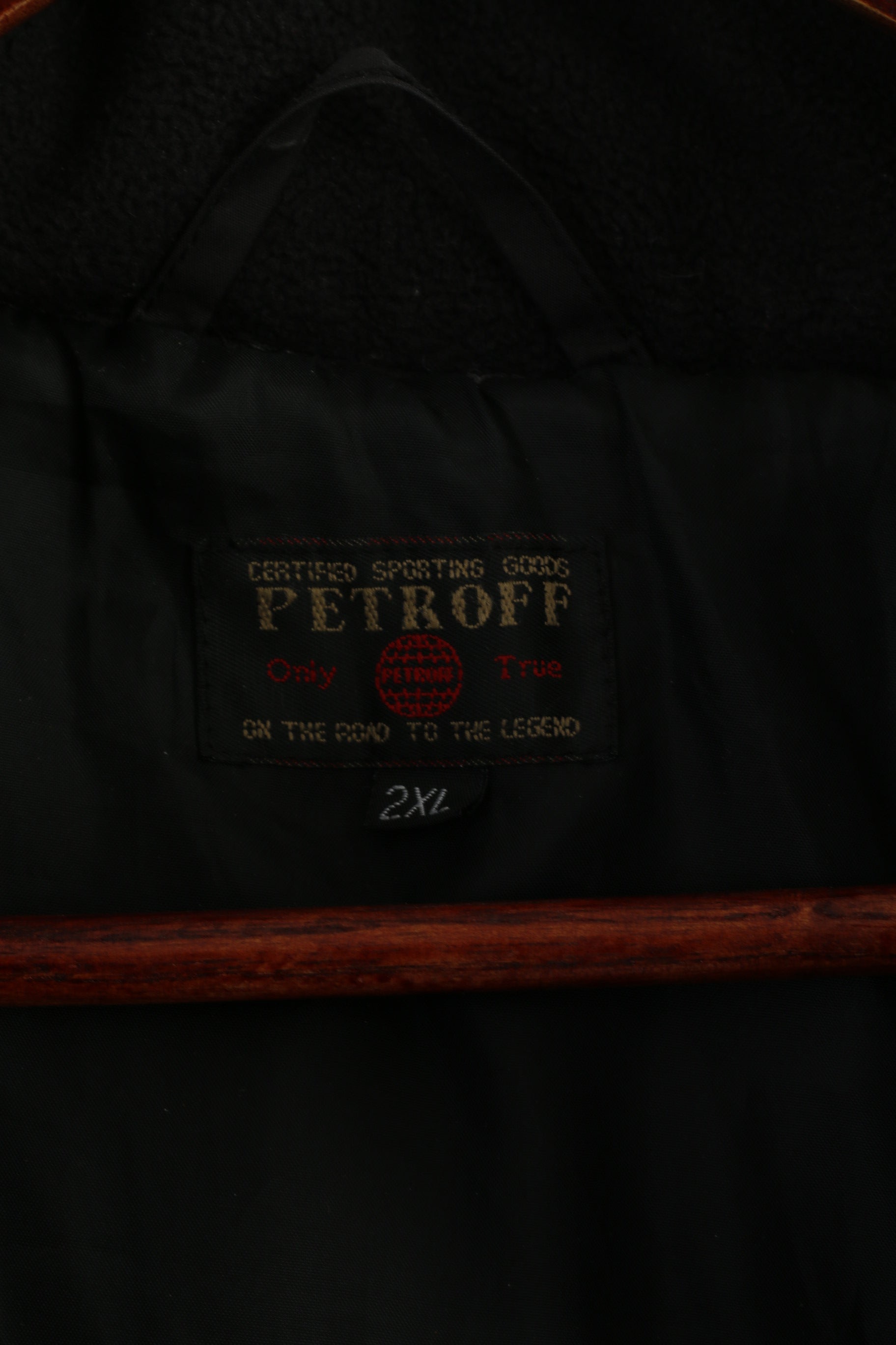 Petroff Sport Men 2XL Puffer Jacket Black Full Zipper Heavy Hooded Winter Coat