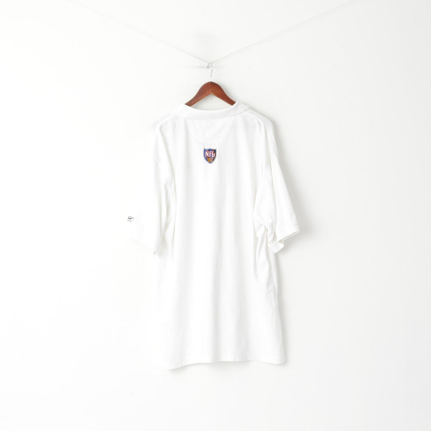 Reebok NFL Men 2XL (3XL) Polo Shirt White Long Cotton Europe League Play Dry Top