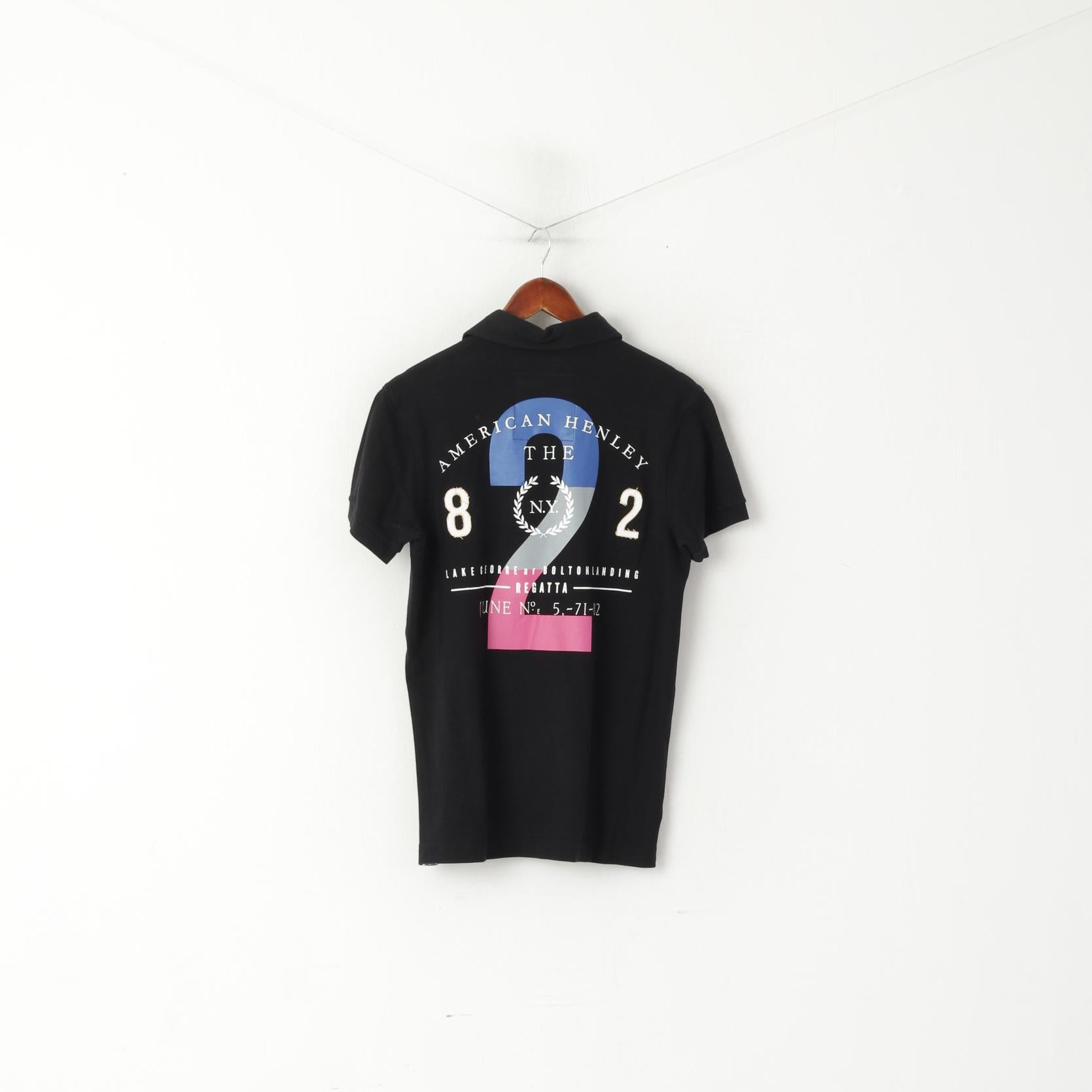 Acostamento Outfitters Men M Polo Shirt Black Muscle Fit The Wolf Polo Stretch Top