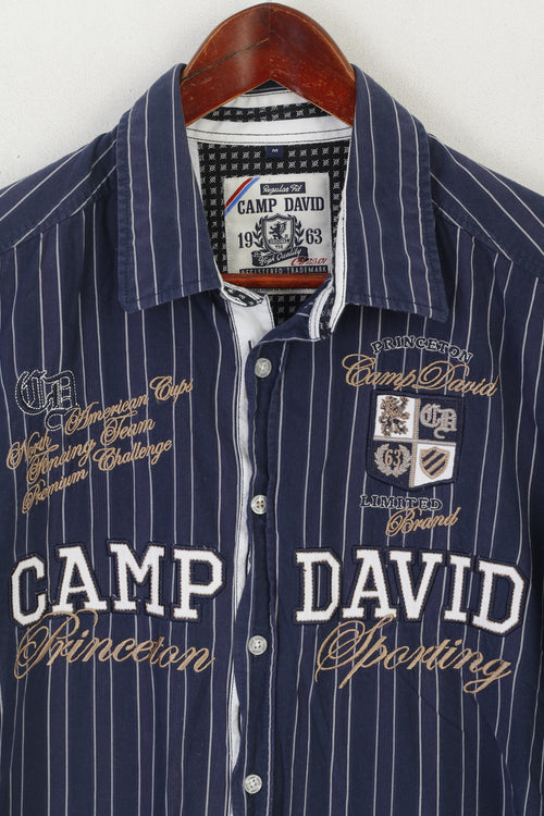 camp david clothing Camp David Men M Casual Shirt Navy Cotton Striped Princeton Sporting F –  Retrospect Clothes